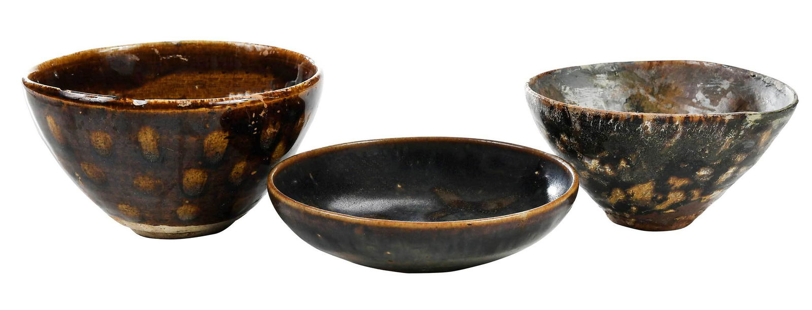 Three Chinese Jian Type Glazed Bowls (1 of 16)