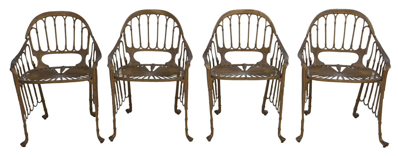 Set of Four Palm Front Decorated Garden Armchairs (1 of 6)