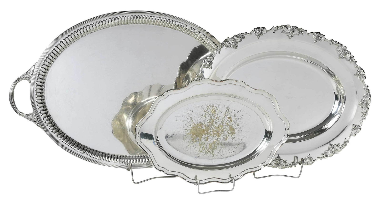 Three Oval Silver Plate Trays (1 of 8)