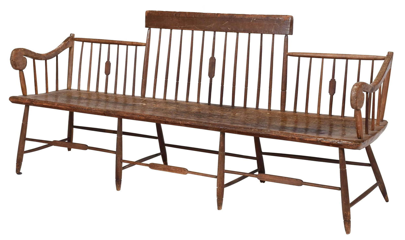 American Faux Bamboo Plank Seat Windsor Bench (1 of 6)