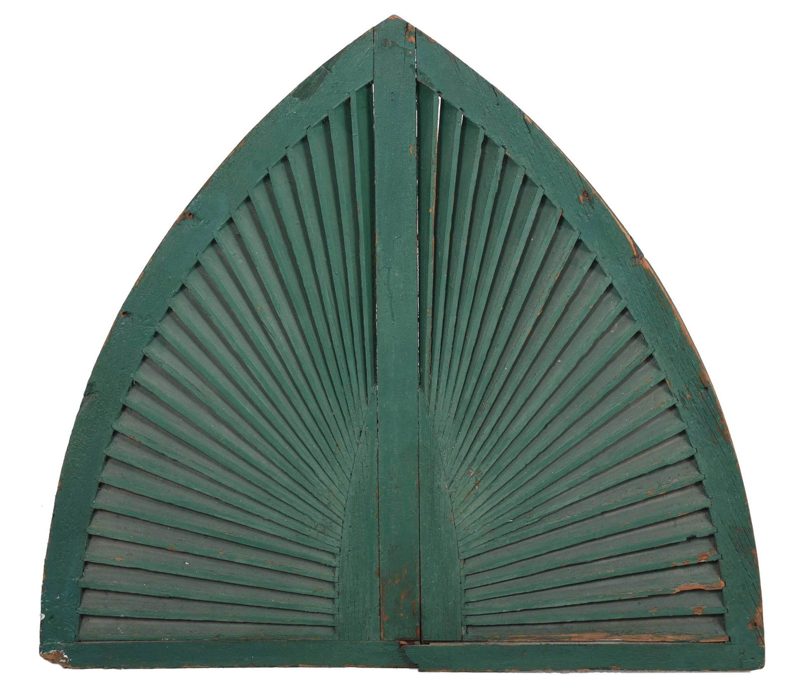 Vintage Architectural Palmette Form Green Painted Panel (1 of 3)