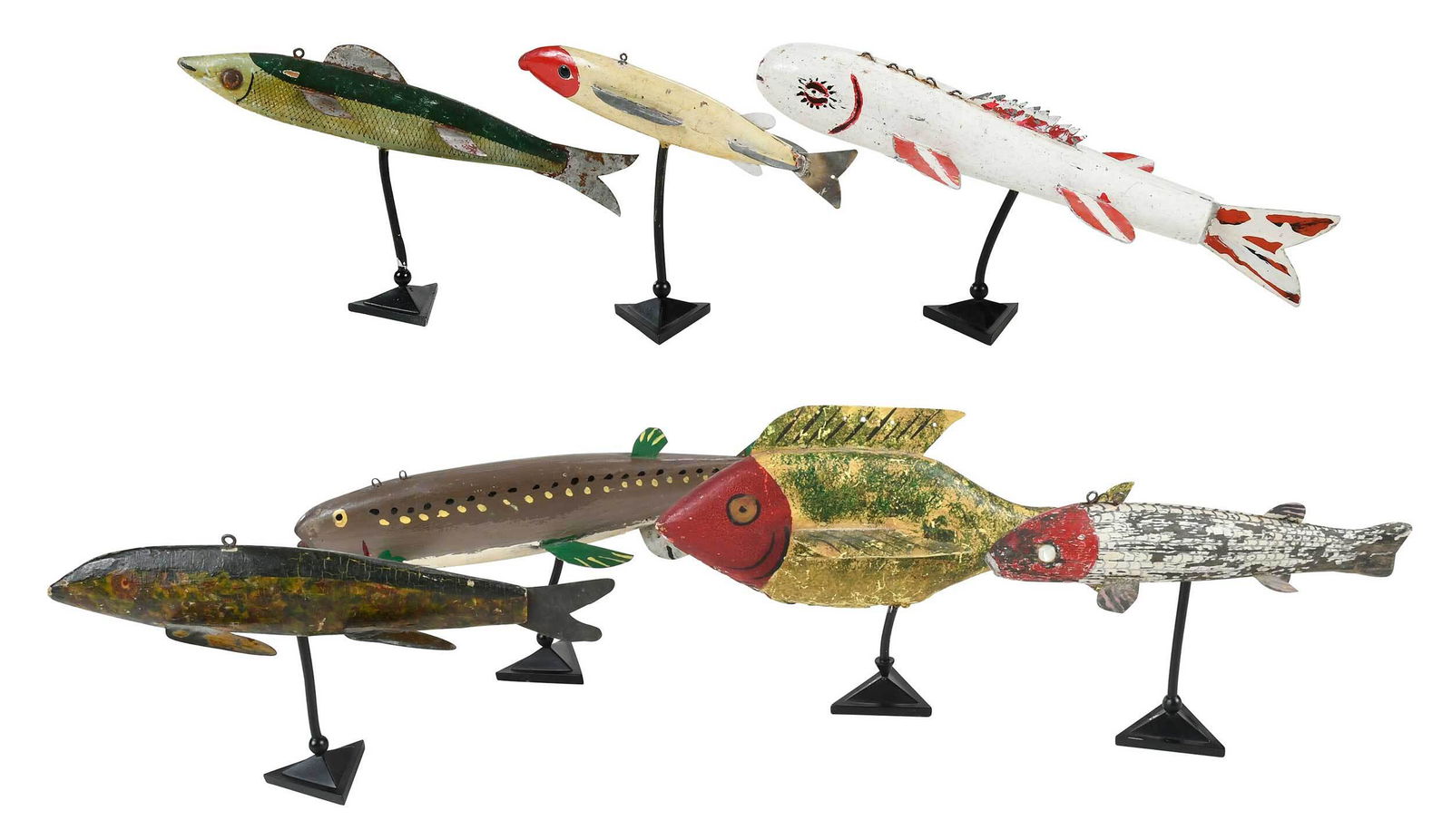 Group of Seven Freshwater Fishing Decoys on Stands (1 of 8)