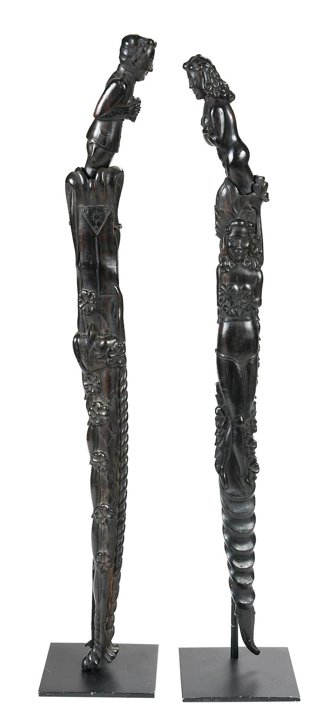 Two Carved Wood Figural Swords (1 of 8)