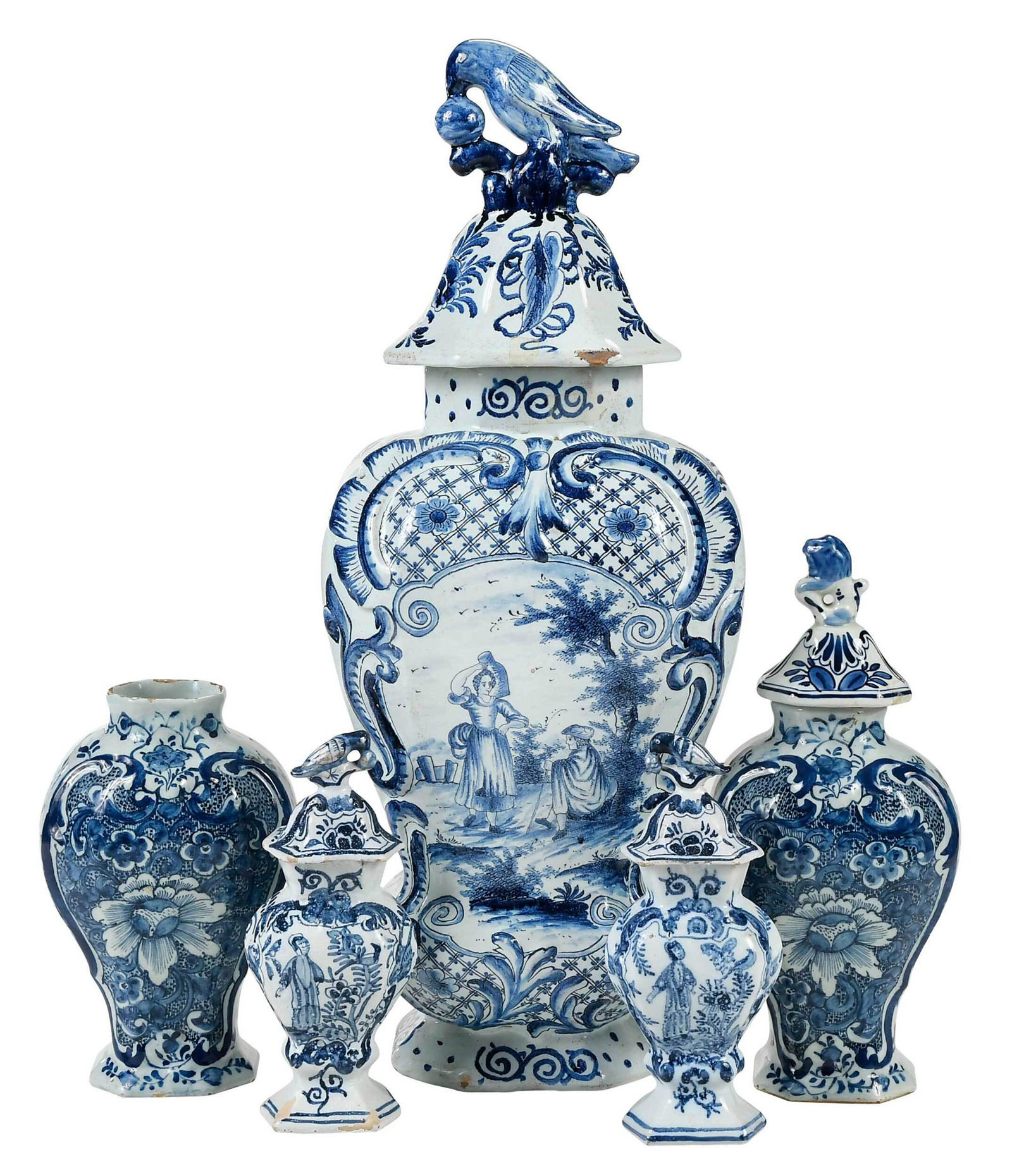 Assembled Dutch Delft Five Piece Garniture (1 of 13)