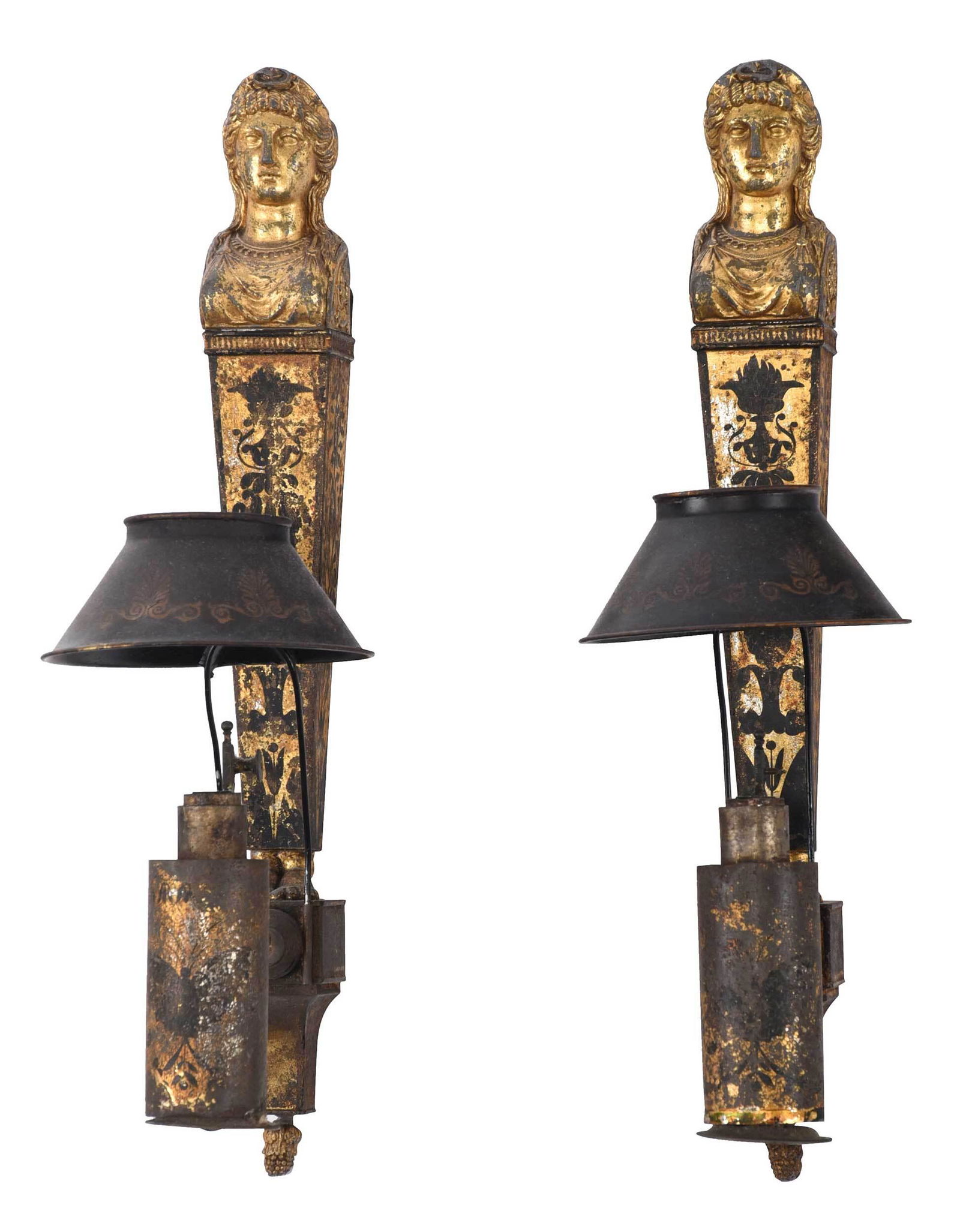 Fine Pair Empire Tole Peinte Sconces (1 of 6)