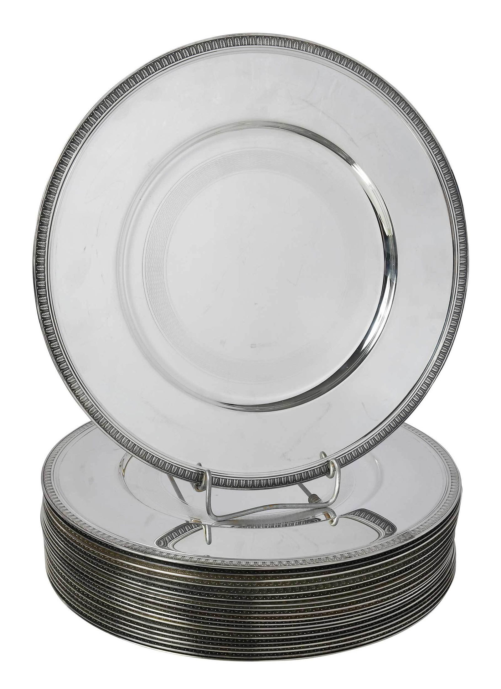 Set of 20 Christofle Malmaison Silver Plate Plates (1 of 3)