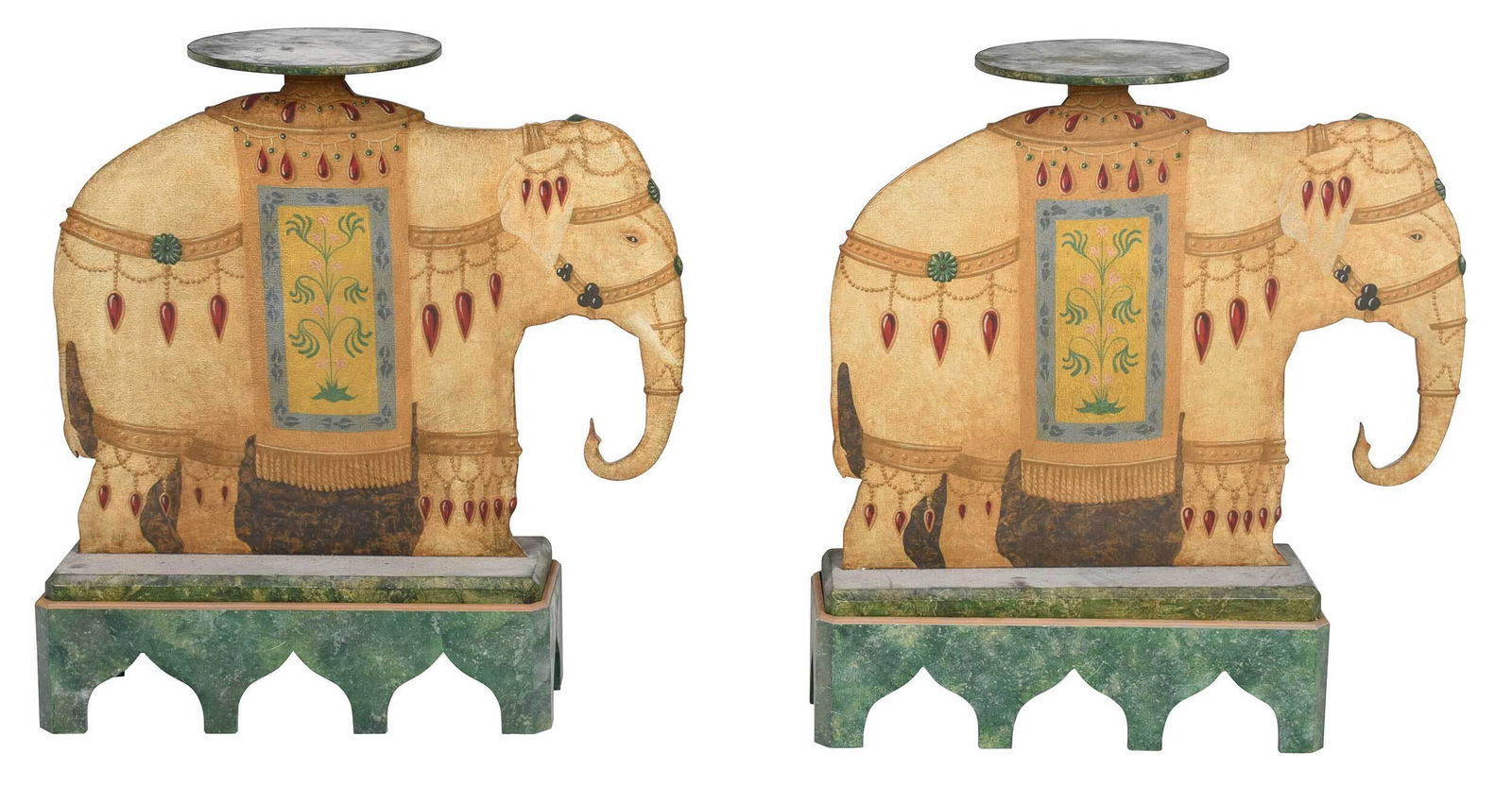 Pair Paint Decorated Elephant Plant Stands (1 of 5)