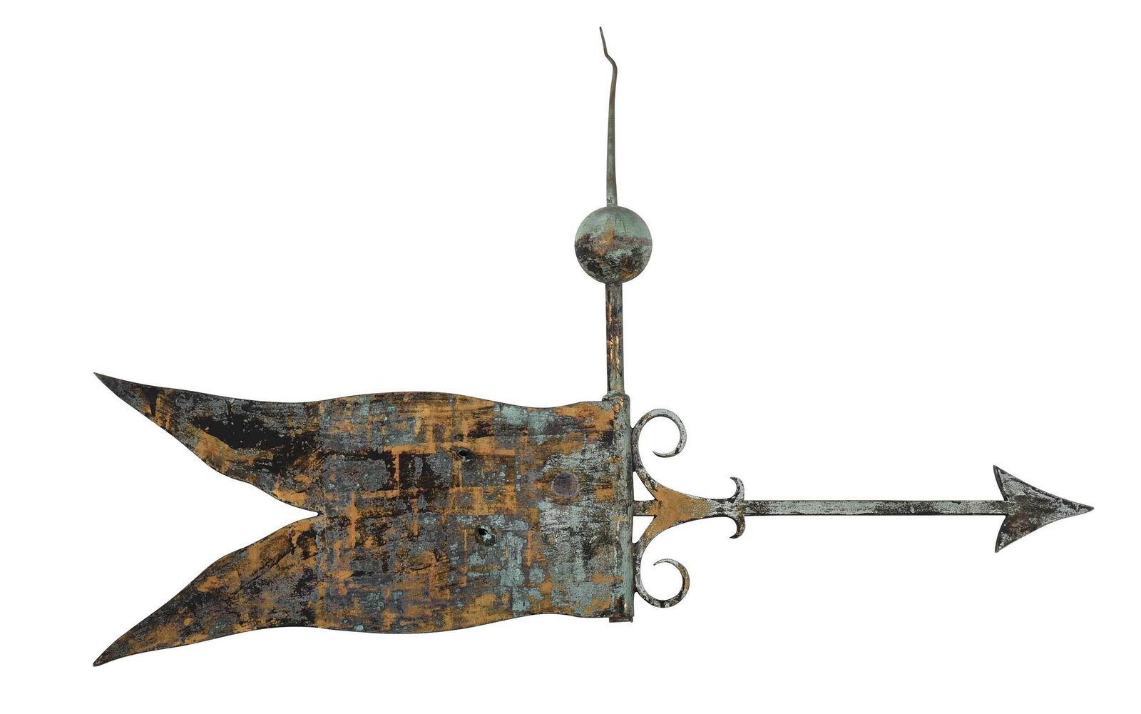 Folk Art Molded Swallow Tailed Banner Weathervane (1 of 1)