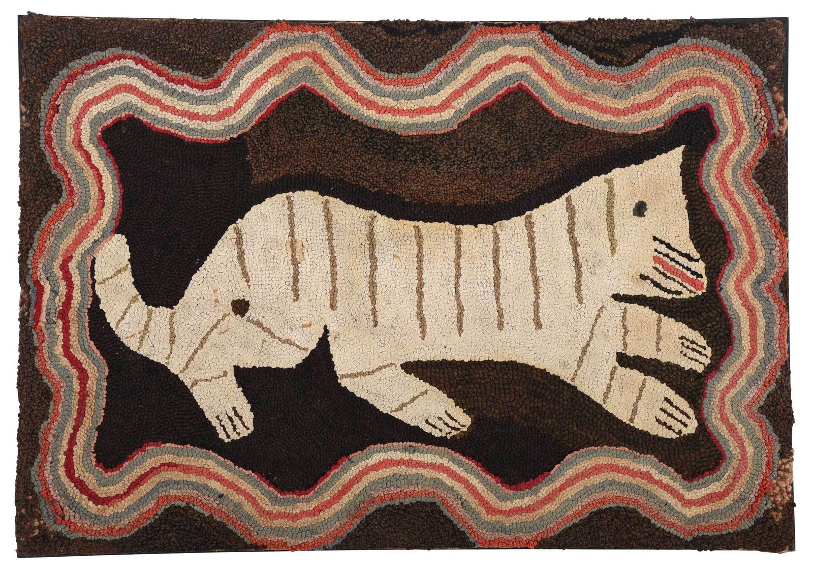 American Hooked "Tiger" Rug Mounted on Panel (1 of 4)