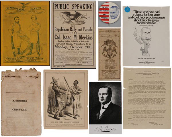 U.S. Political Ephemera: 19th and 20th centuries: election candidates newspaper clipping, probably 1812, Walpole, New Hampshire, mounted on paper; Abraham Lincoln satirical cartoon, August 9, 1862, from [Punch, or the London