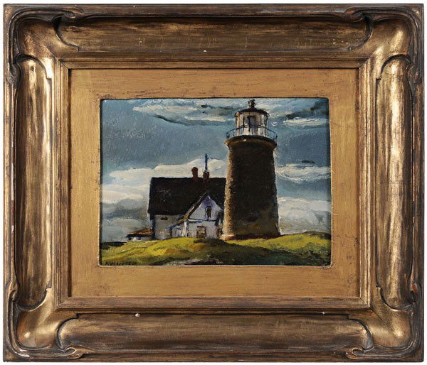 Andrew George Winter: (New York/Monhegan Island, Maine, 1893-1958), Monhegan Island Lighthouse, signed lower left "A Winter" and inscribed verso "Given to us by Dr. Eric Twachtman. He died the same year 1948…", oil on ca