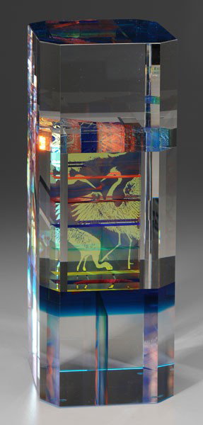 Vanderlaan and Bliss: (Peter Vanderlaan, Massachusetts/New Mexico, born 1950; Mary Beth Bliss, Arizona/New Mexico, born 1952), "Optical Laminate Cube", signed on bottom "Vanderlaan/Bliss 03/00" and numbered "L.C. #300", la