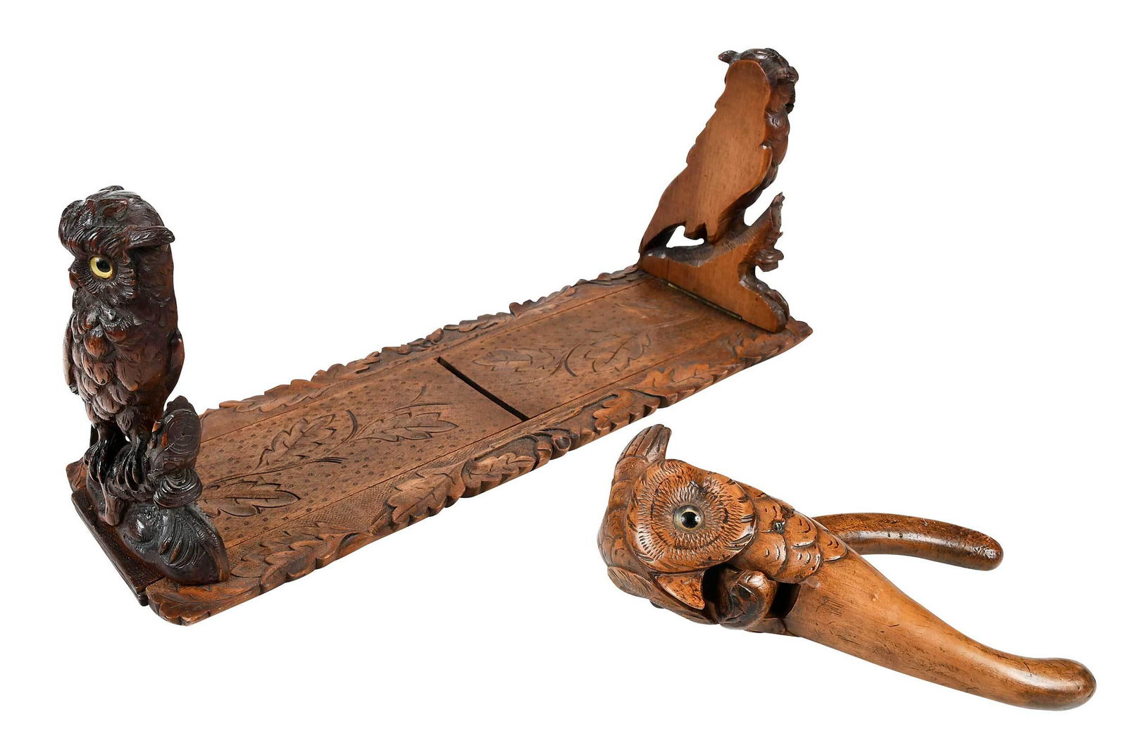 Carved Owl Form Nutcracker and Adjustable Book Rack (1 of 10)