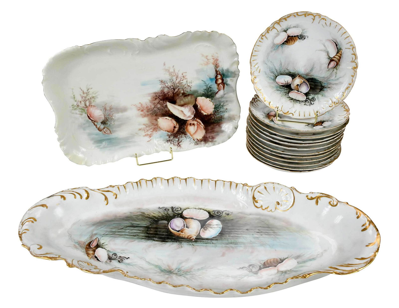 14 Piece Limoges Shell Porcelain Service (1 of 10)