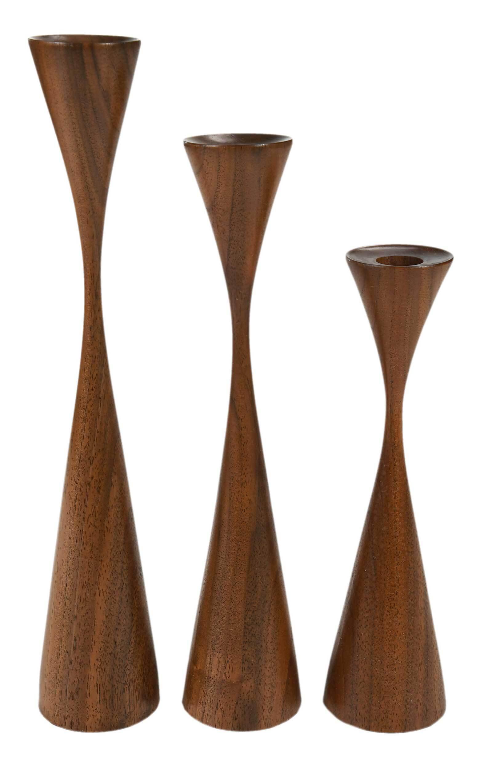 Rude Osolnik Set of Three Turned Walnut Candlesticks (1 of 8)