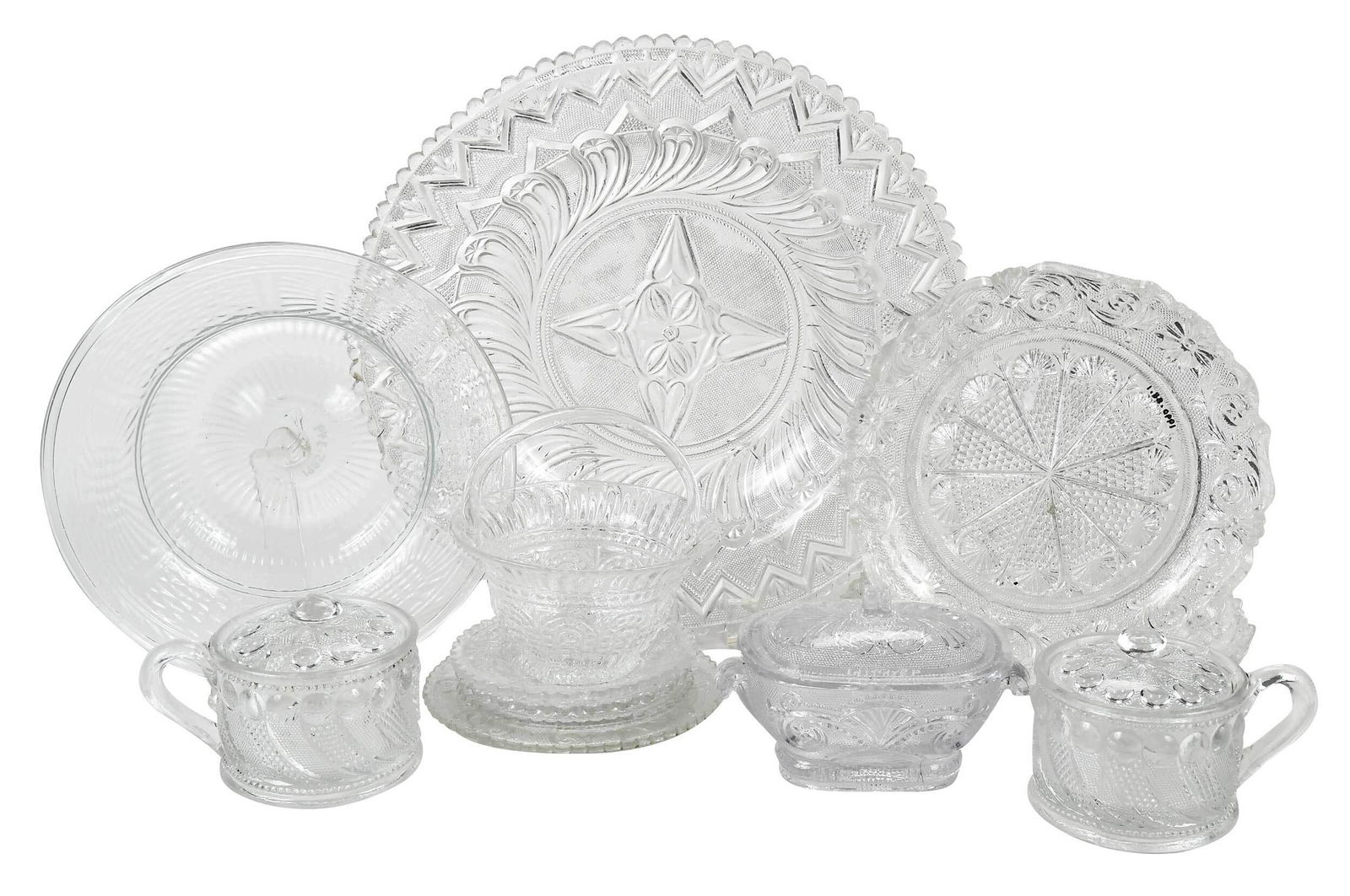 12 Clear Glass Table Pressed and Molded Table Items (1 of 7)