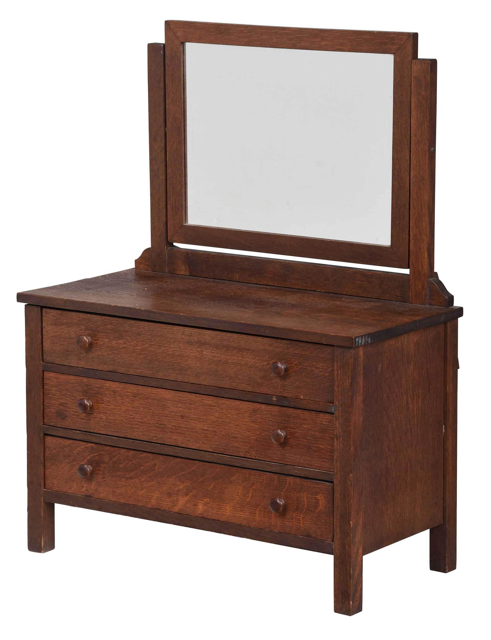 Arts and Crafts Oak Child Size Dresser with Mirror (1 of 6)