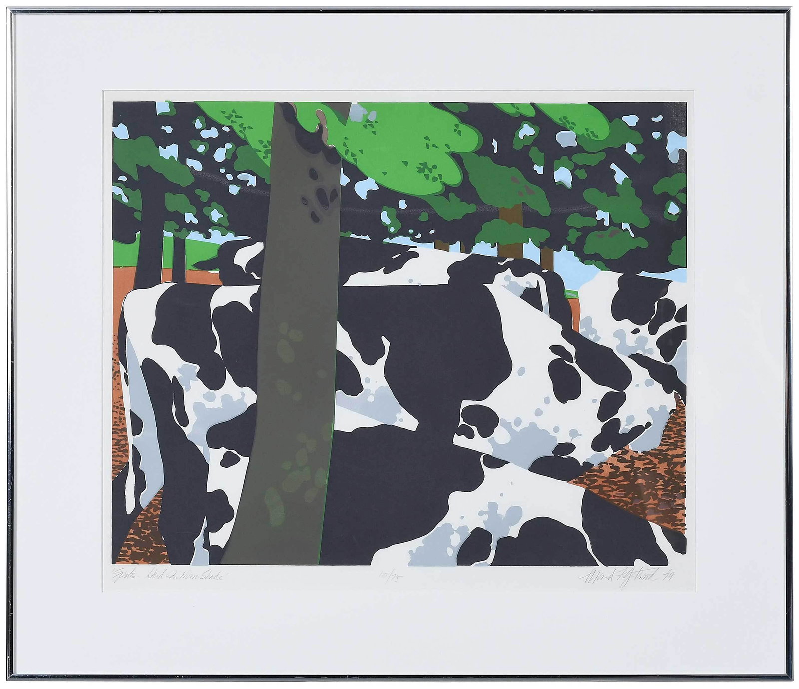 Maud Gatewood: (American/North Carolina, 1934-2004) Spots - Herd in Noon Shade, 1979, signed lower right "Maud Gatewood '79", serigraph, 16 x 20 in.; metal frame, 23 x 27 in. Provenance: Private Collection of Mr. & 