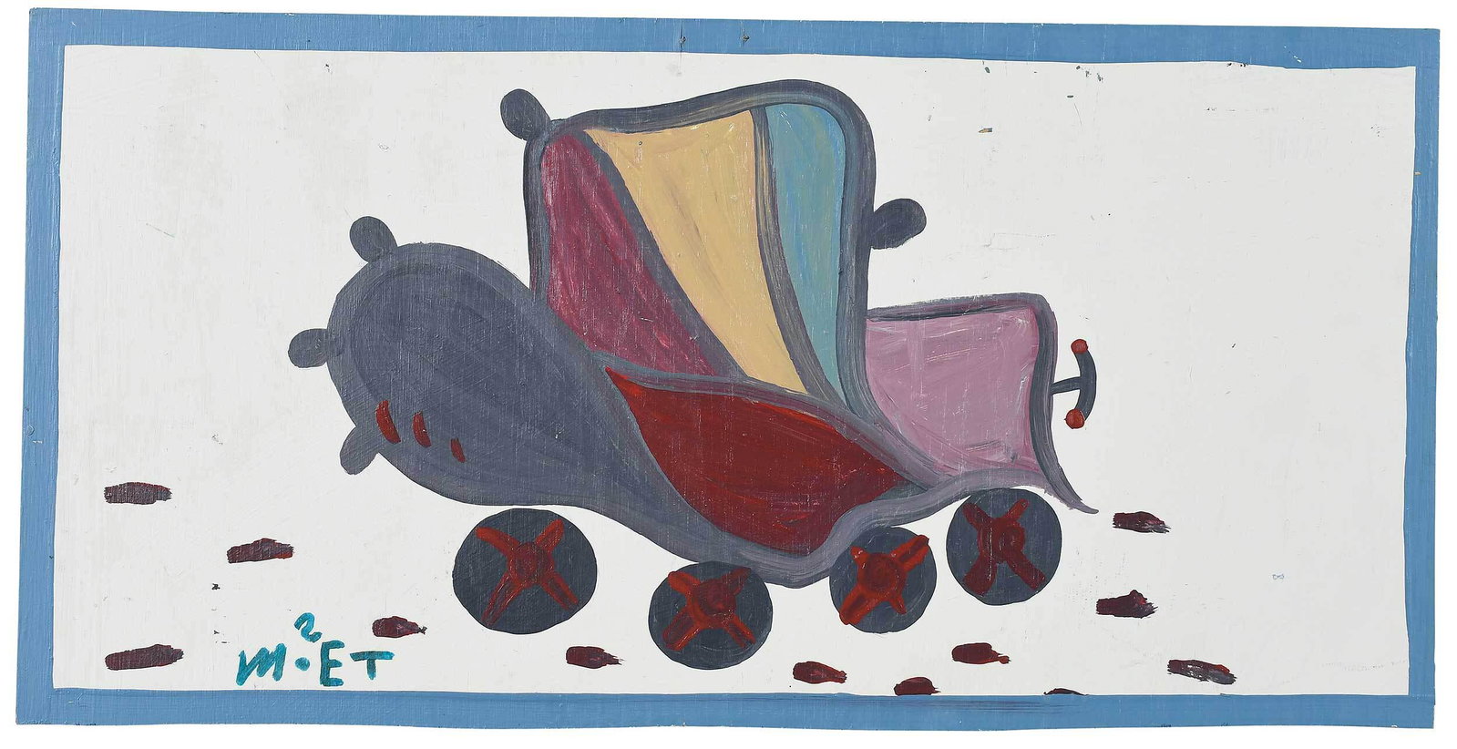 Mose Tolliver: (American/Alabama, 1919-2006) New Bus, signed lower left "Mose T", paint on board, 12 x 24 in.; unframed Provenance: Private Georgia Collection