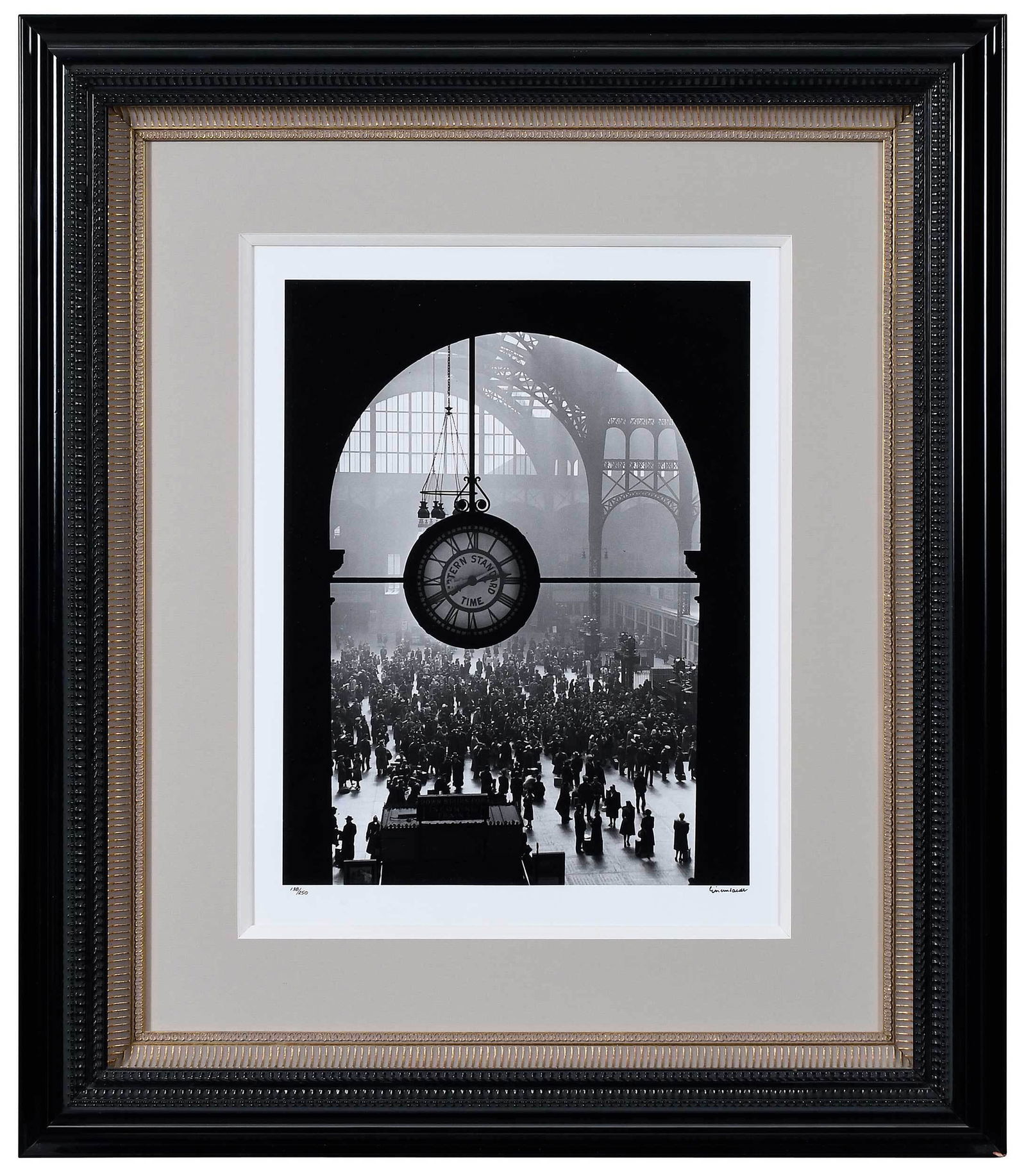Alfred Eisenstaedt: (American/Polish, 1898-1995) Farewell of Servicemen, Clock at Pennsylvania Station, New York City, 1943, printed later, signed in margin lower right and editioned 138/250, inscribed verso with Time In