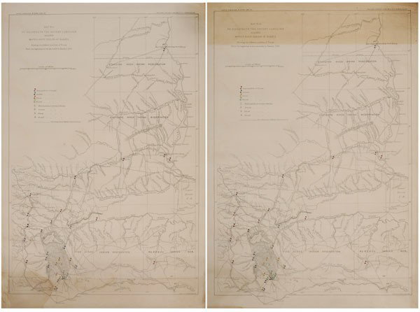 American Indian Wars Campaign Maps: American, late 19th century, two copies of "Sioux Campaign, Winter 1890-91. Maj. Gen. Nelson A. Miles, U.S.A. Commanding. Map No. 1. To Illustrate the Recent Campaign against Hostile Sioux Indians of 