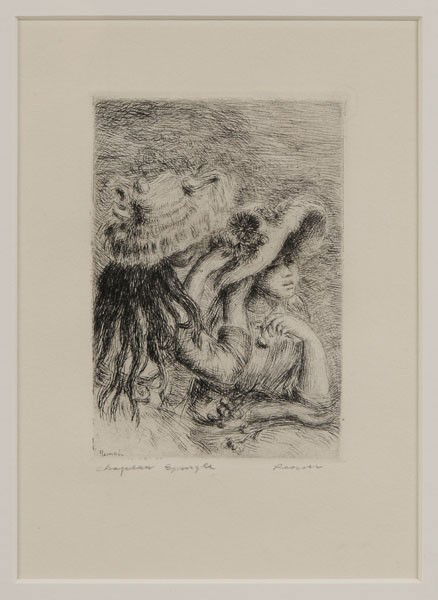 Pierre-Auguste Renoir: (French, 1841-1919), [Chapeau épinglé,] ([la Fille de Berthe Morisot et sa Cousine]), third planche, second state, posthumous edition, signed lower left in plate "Renoir", etching and drypoint on cr