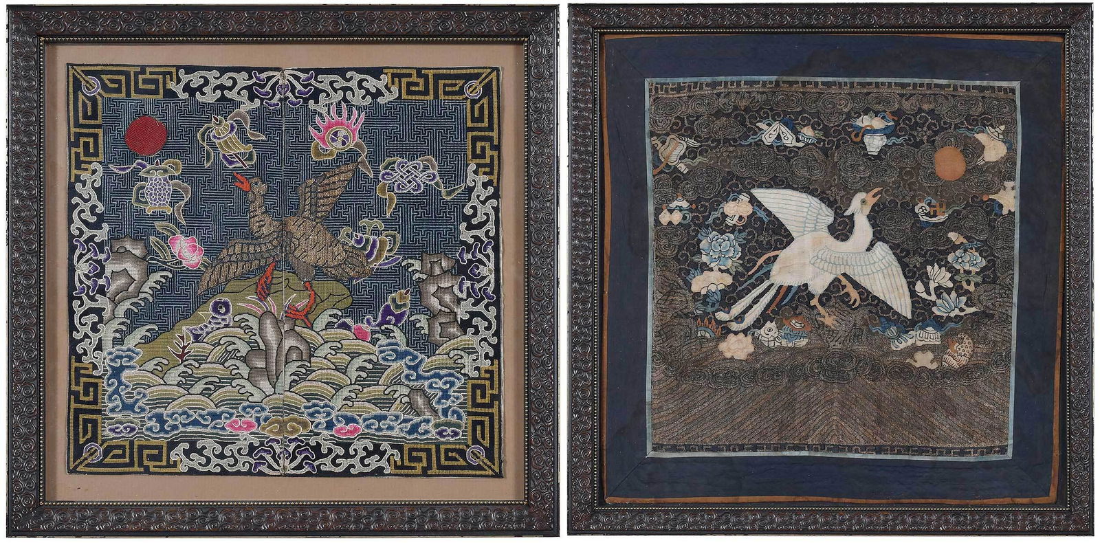 Two Chinese Embroidered Civil Rank Badges (1 of 8)