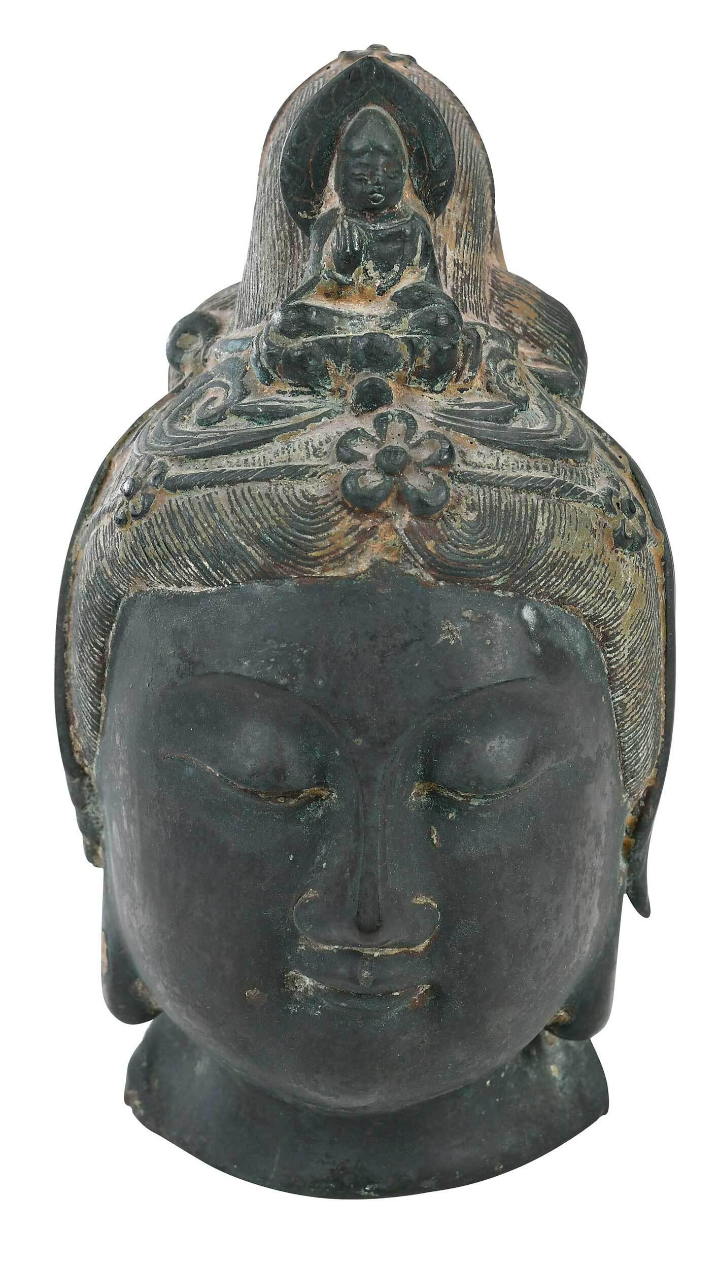 Early Chinese Bronze Buddha Head (1 of 10)