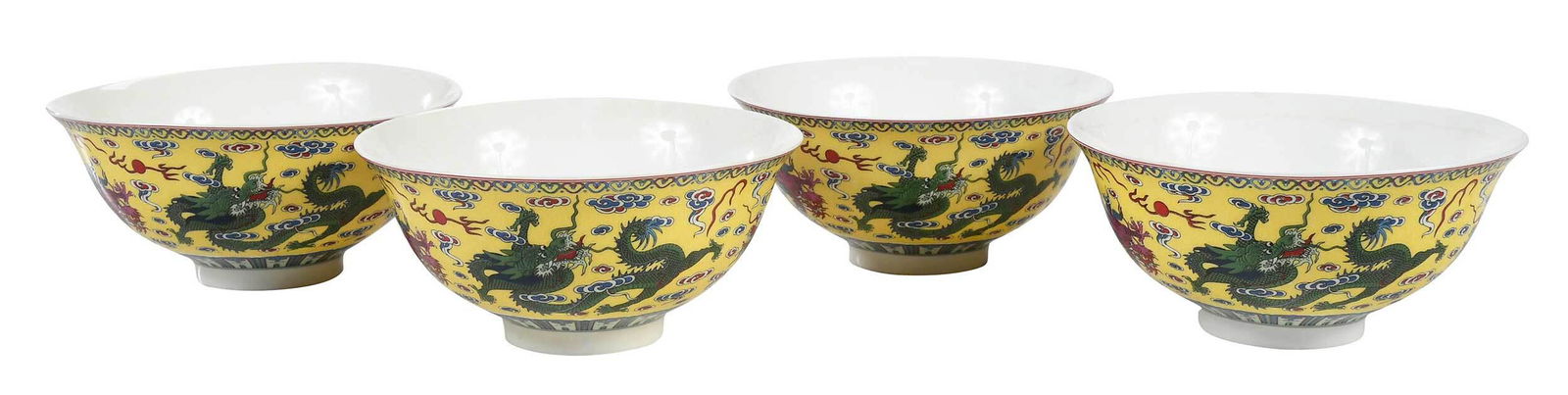 Four Chinese Porcelain Dragon Bowls (1 of 11)