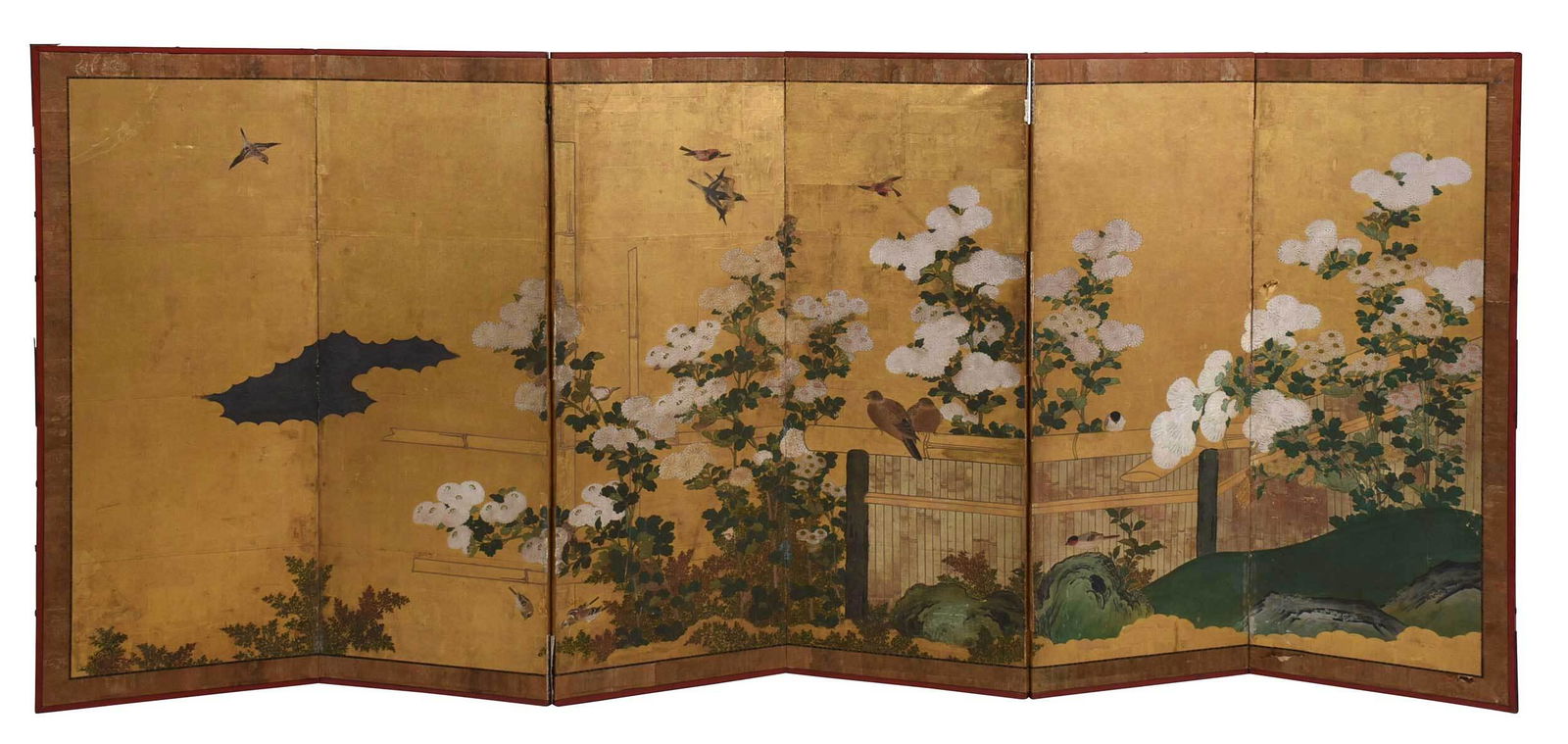 Asian Painted Six Panel Floor Screen (1 of 14)