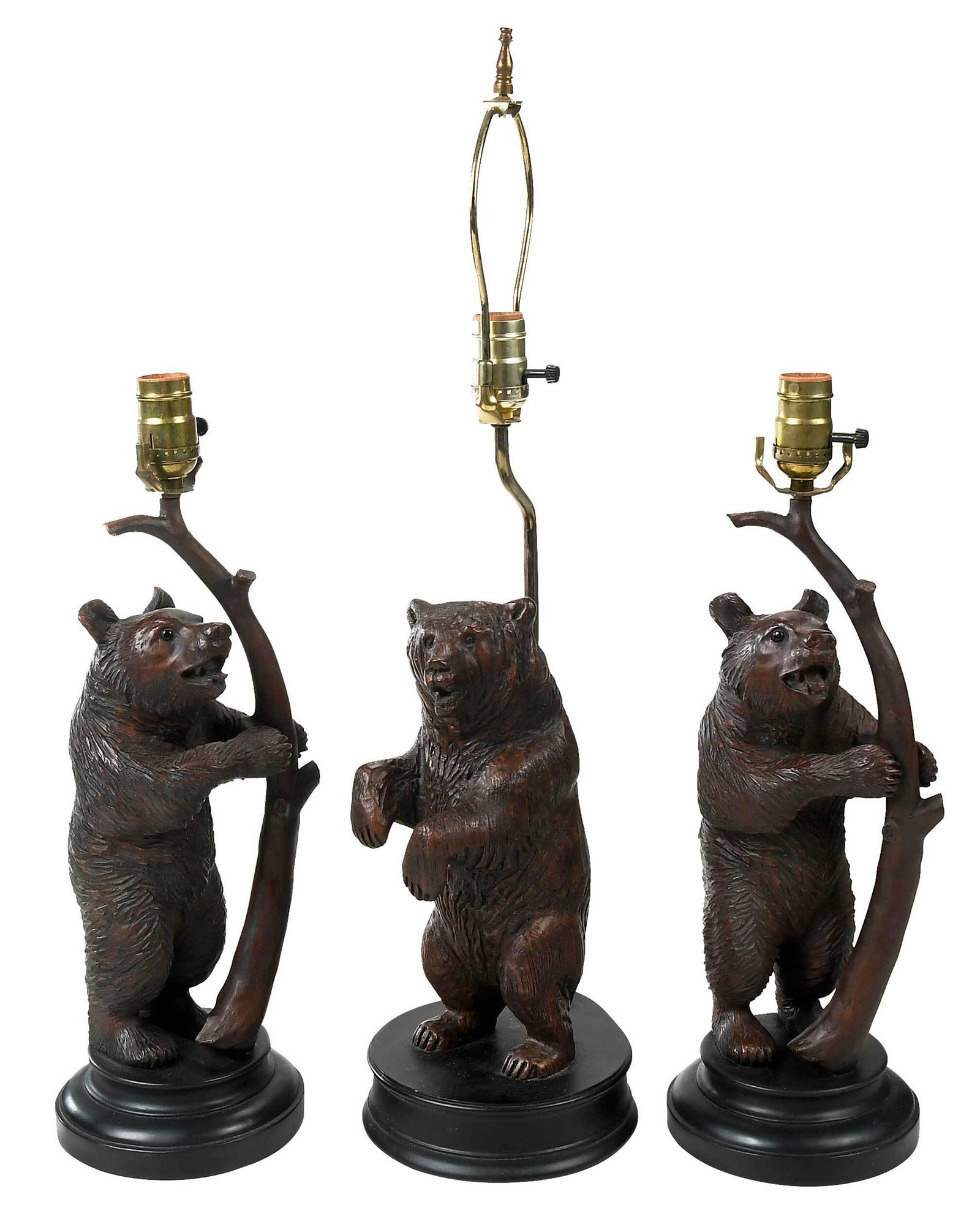 Three Black Forest Style Bear Form Table Lamps (1 of 7)