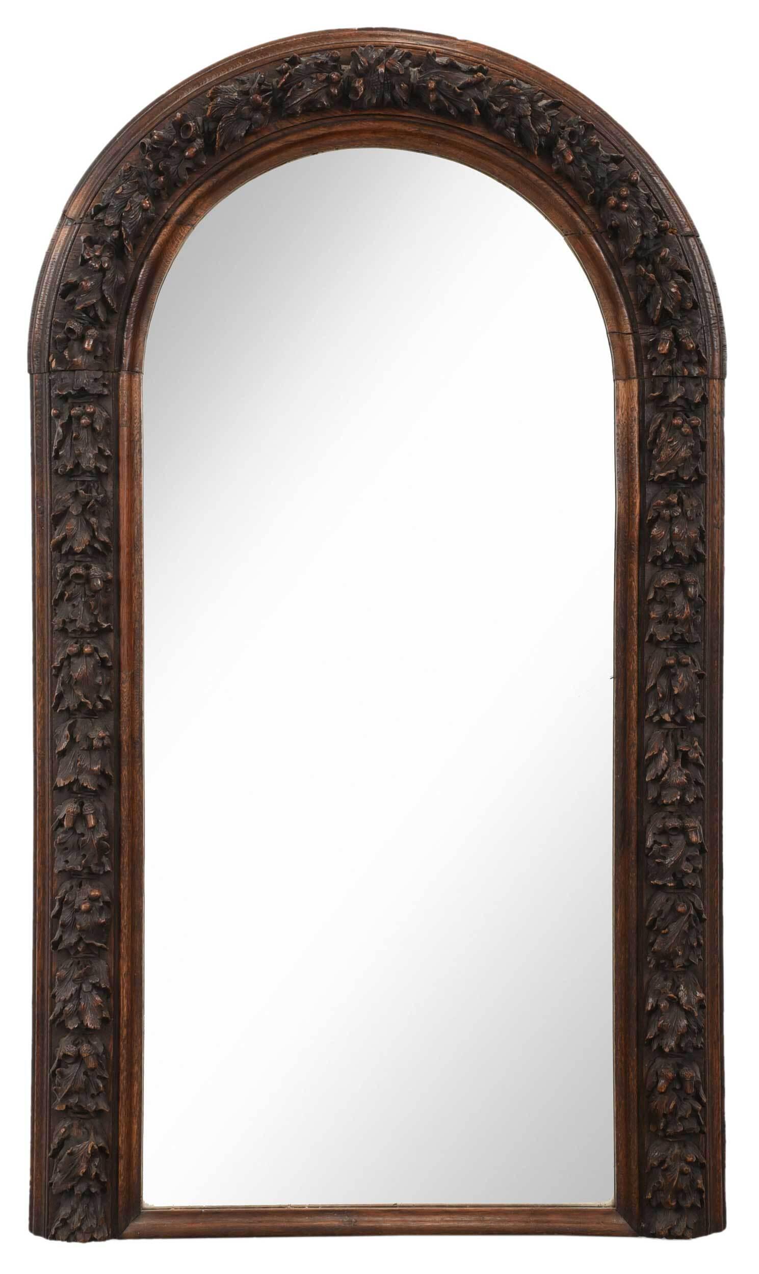 Rustic Carved Oak Leaf and Acorn Arched Mirror (1 of 6)