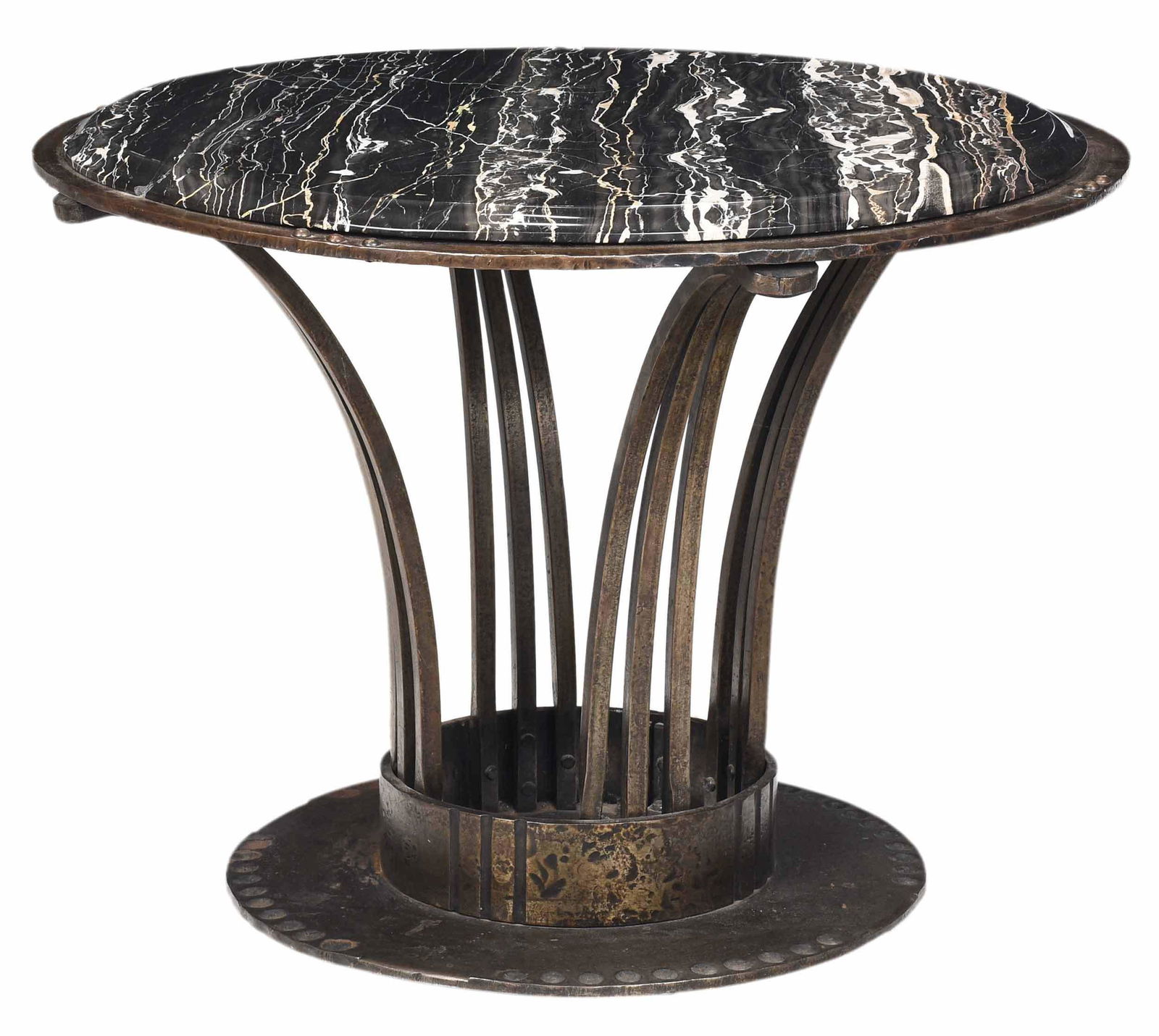 Art Deco Wrought Iron and Marble Circular Low Table (1 of 3)