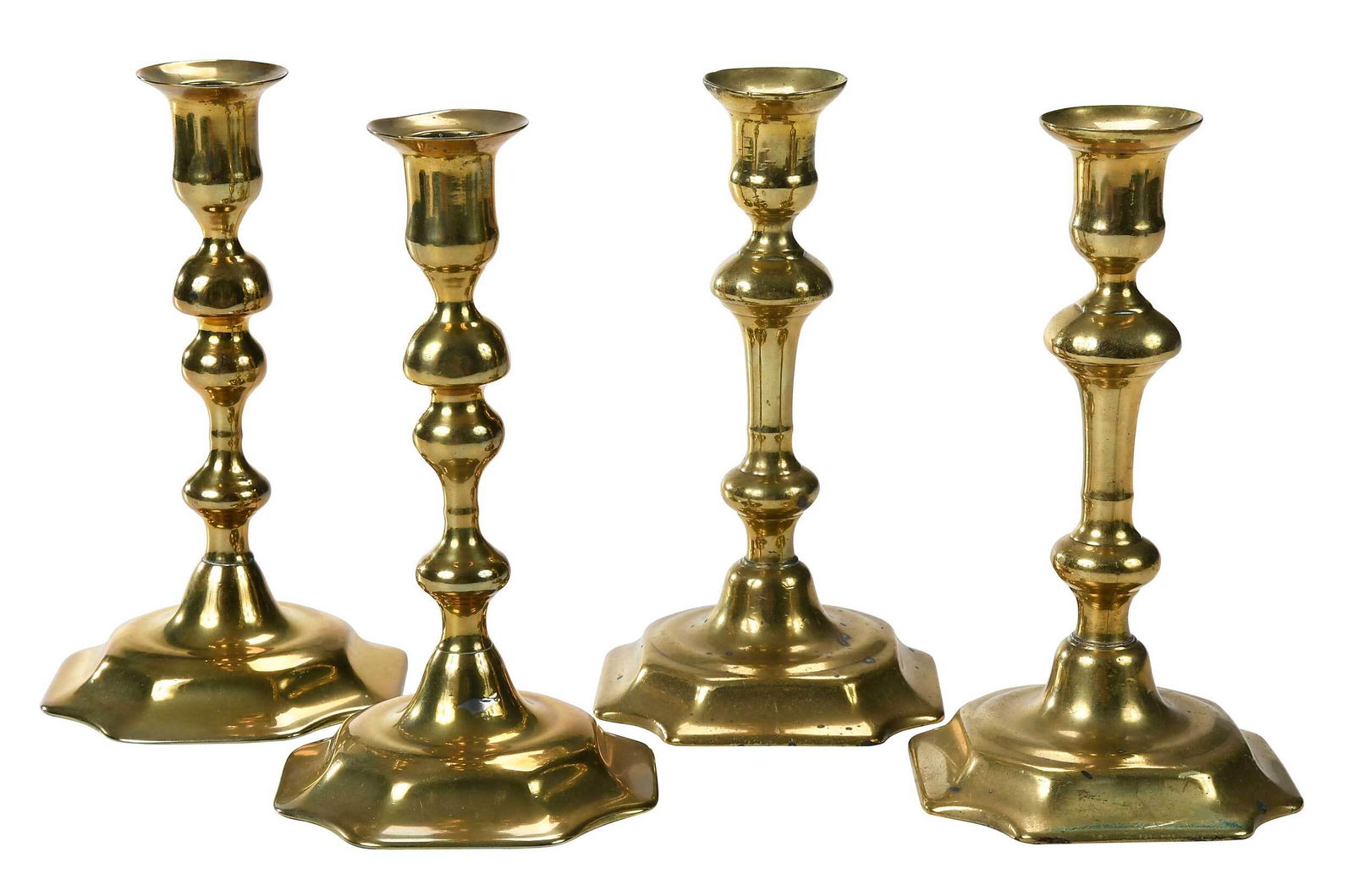Two Pairs of Georgian Brass Candlesticks (1 of 3)