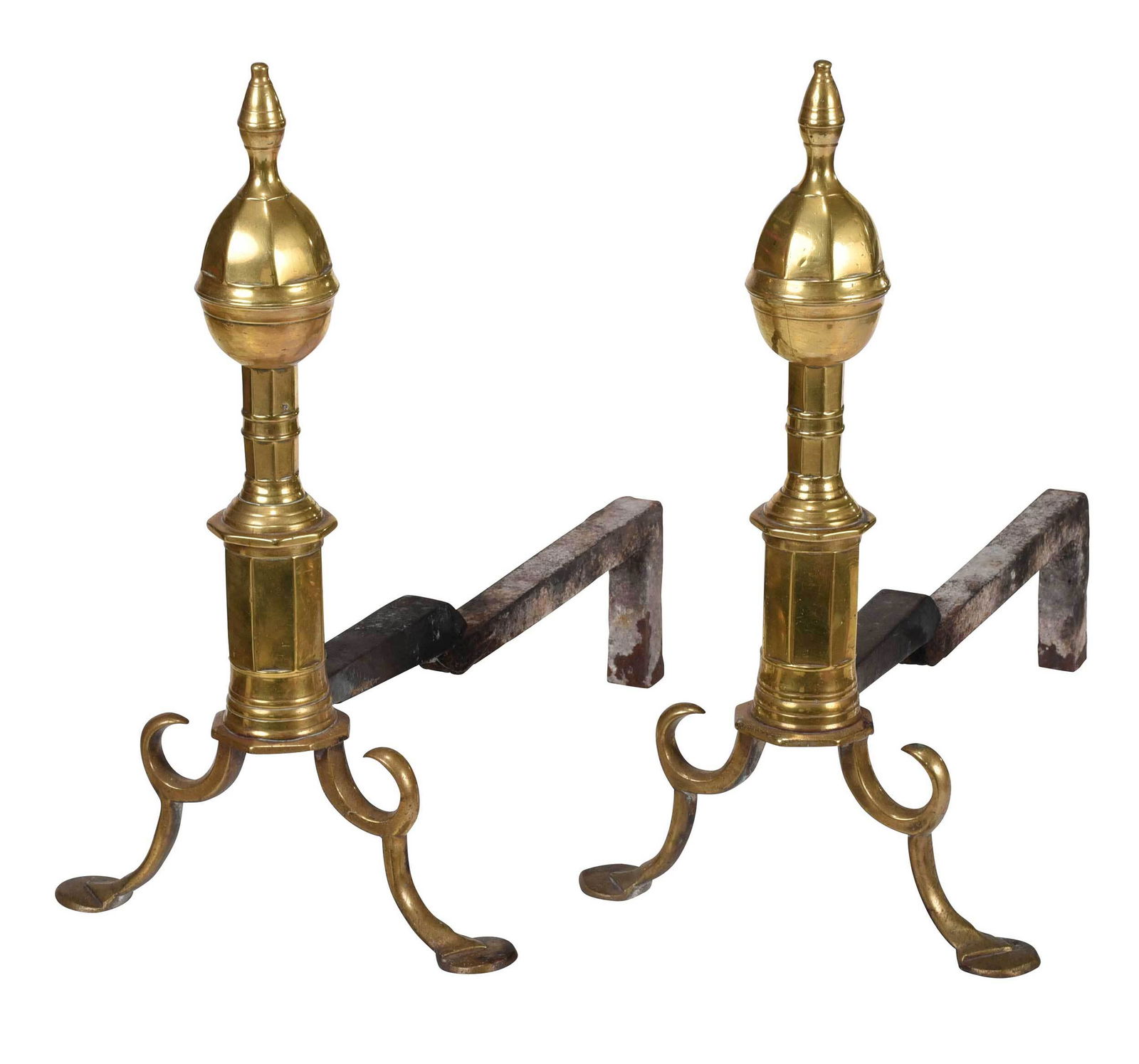 Pair American Federal Brass Andirons (1 of 4)