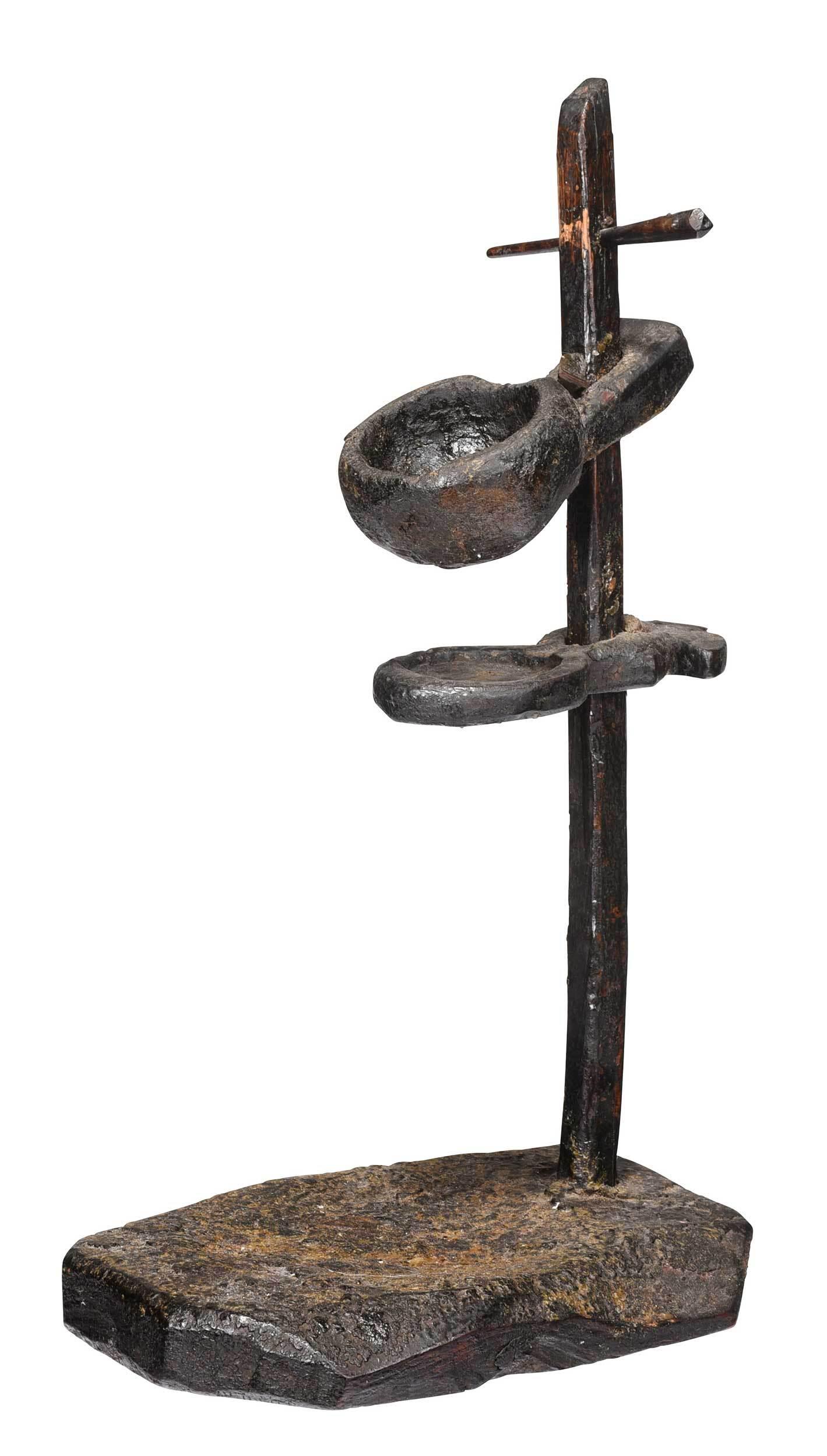 Wooden Double Pan Oil Candle Stand (1 of 3)