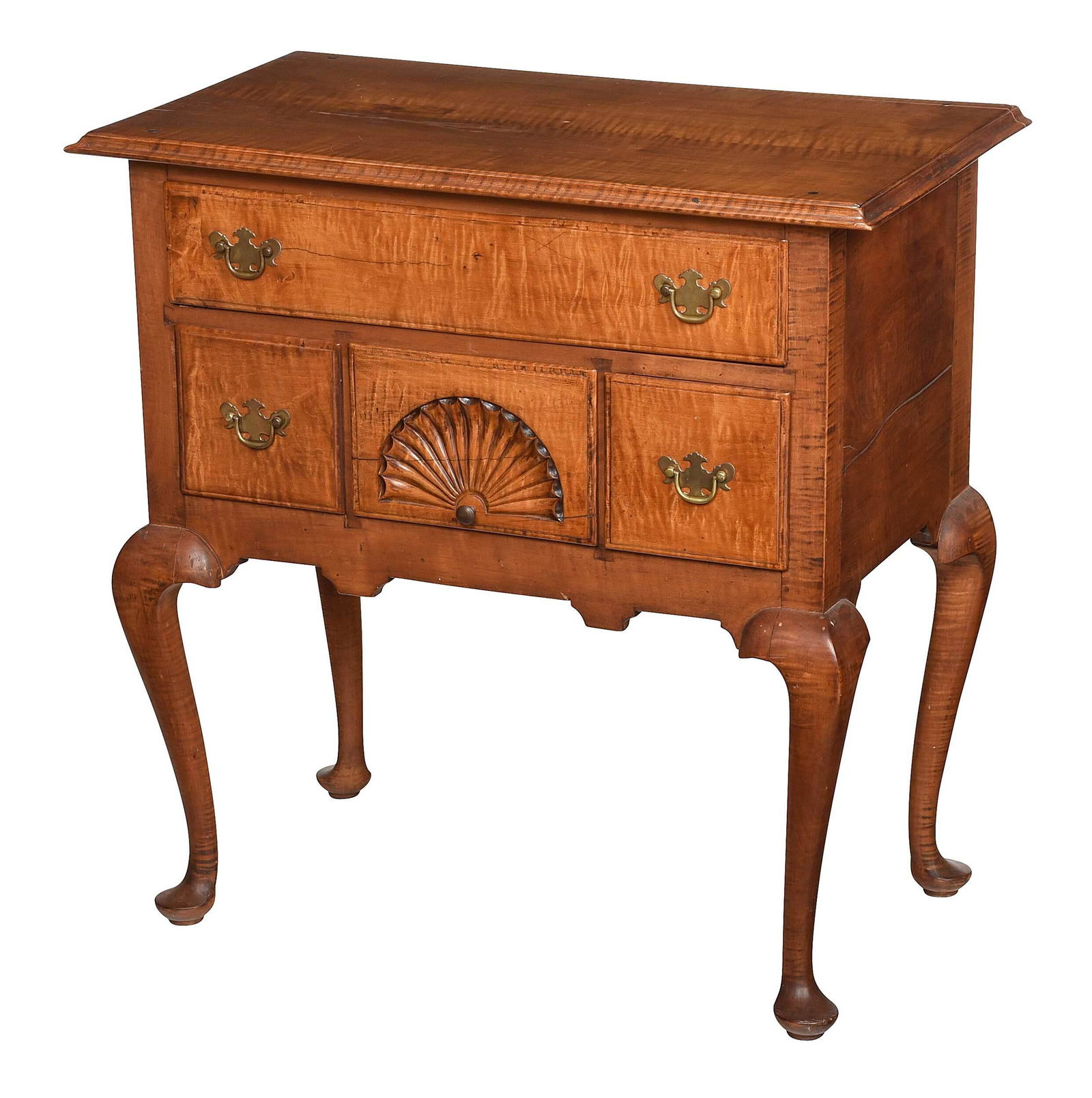Queen Anne Style Carved Tiger Maple Dressing Table (1 of 7)