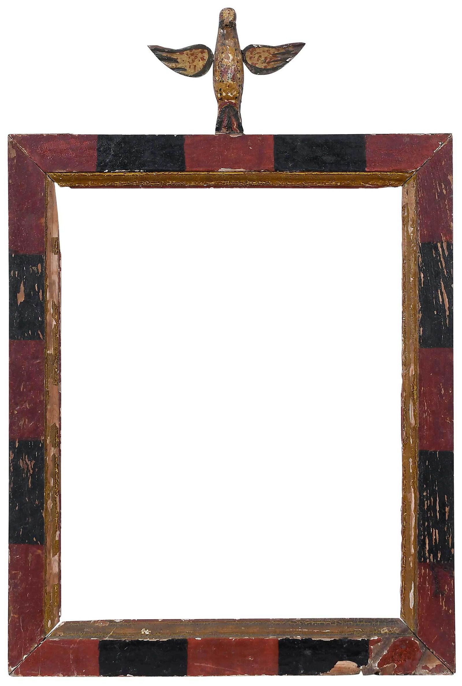 Folk Art Painted Mirror Frame with Bird Ornament (1 of 3)