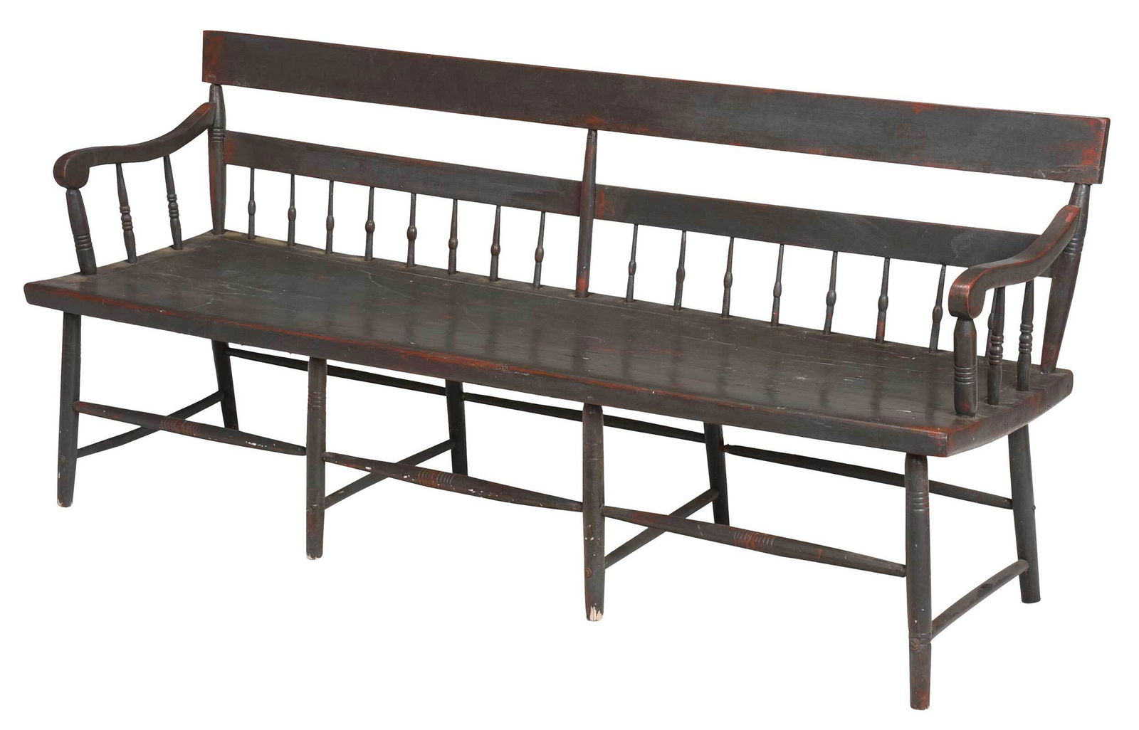 Windsor Plank Seat Bench in Pale Blue Paint (1 of 6)