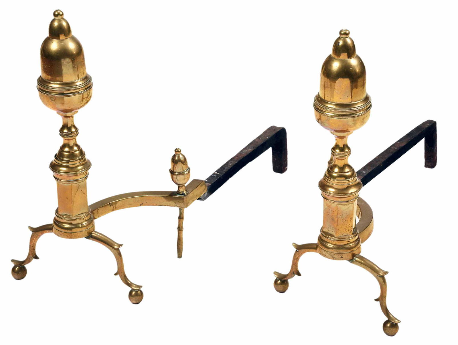 Large Pair American Federal Brass Andirons (1 of 4)