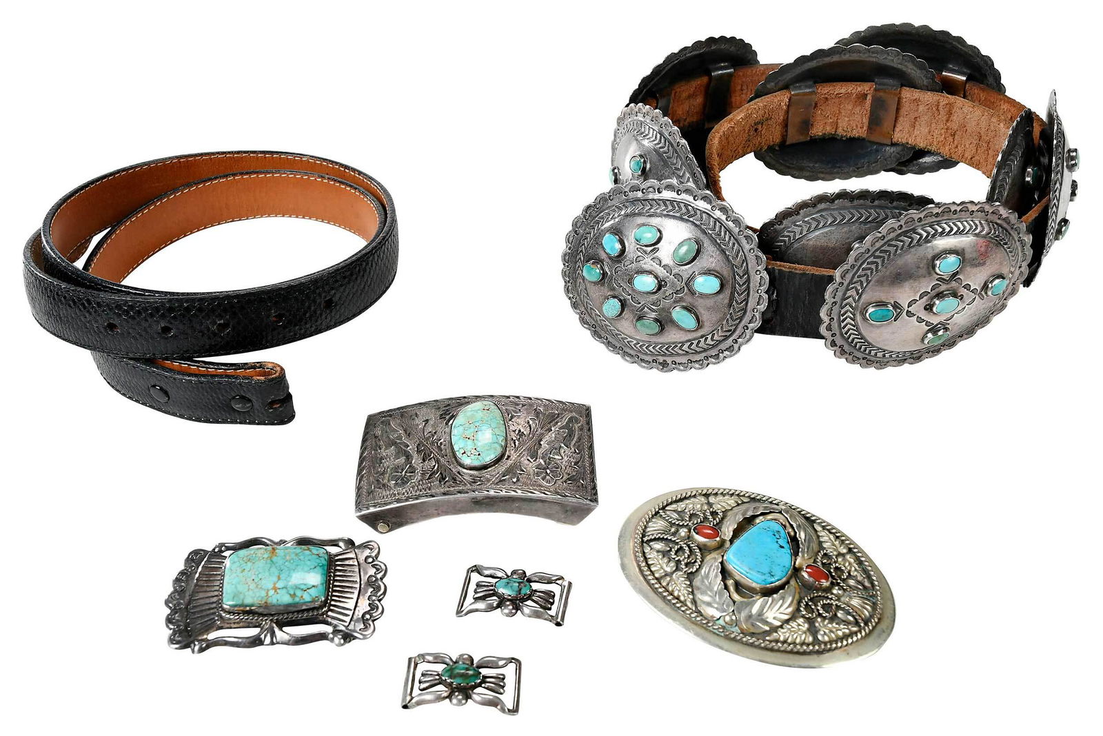 Southwestern Concho Belt, with Five Silver Buckles (1 of 7)