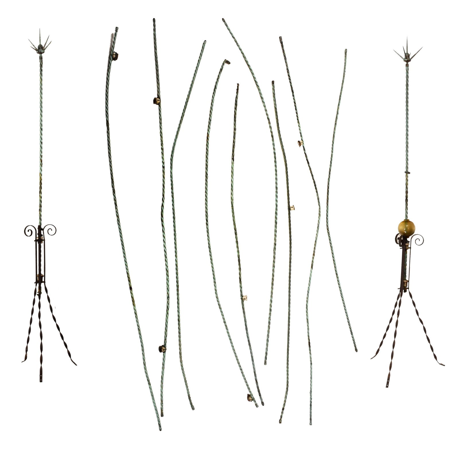 Pair Vintage Patinated Copper Lighting Rods (1 of 6)