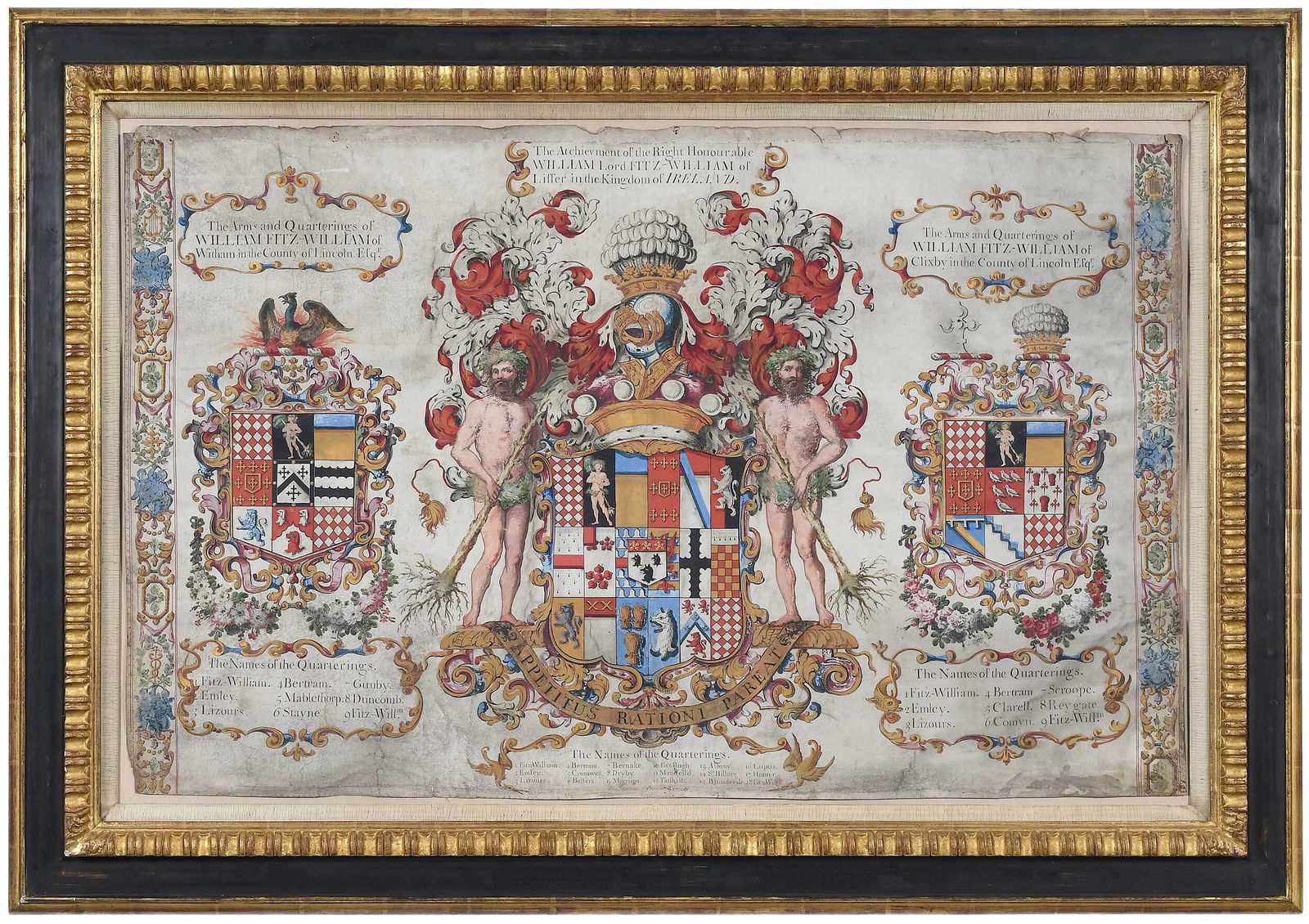 Triple Coat of Arms for the William Lord Fitzwilliam (1 of 9)