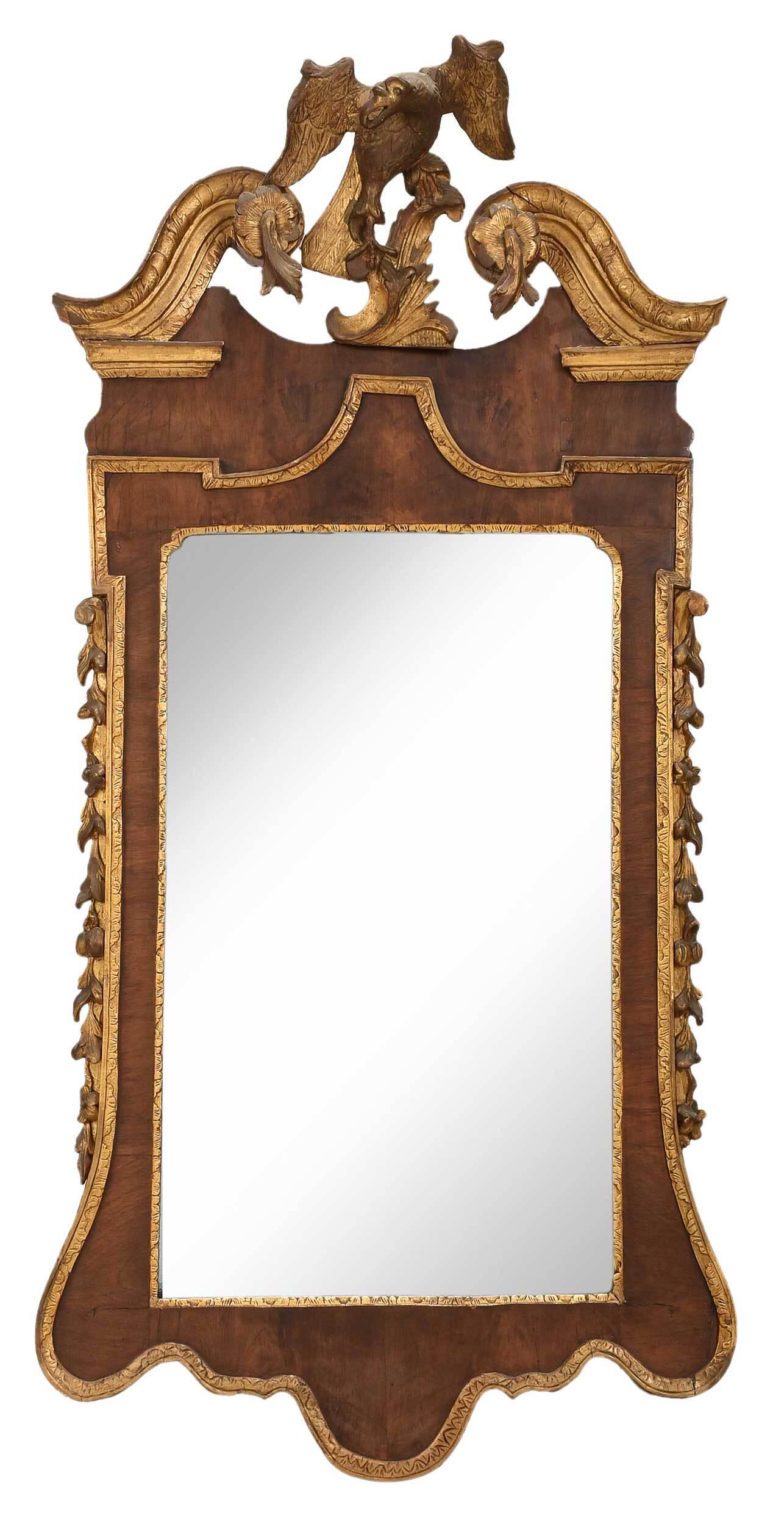Rare Chippendale Parcel Gilt Mirror, Early Boston Label (1 of 9)