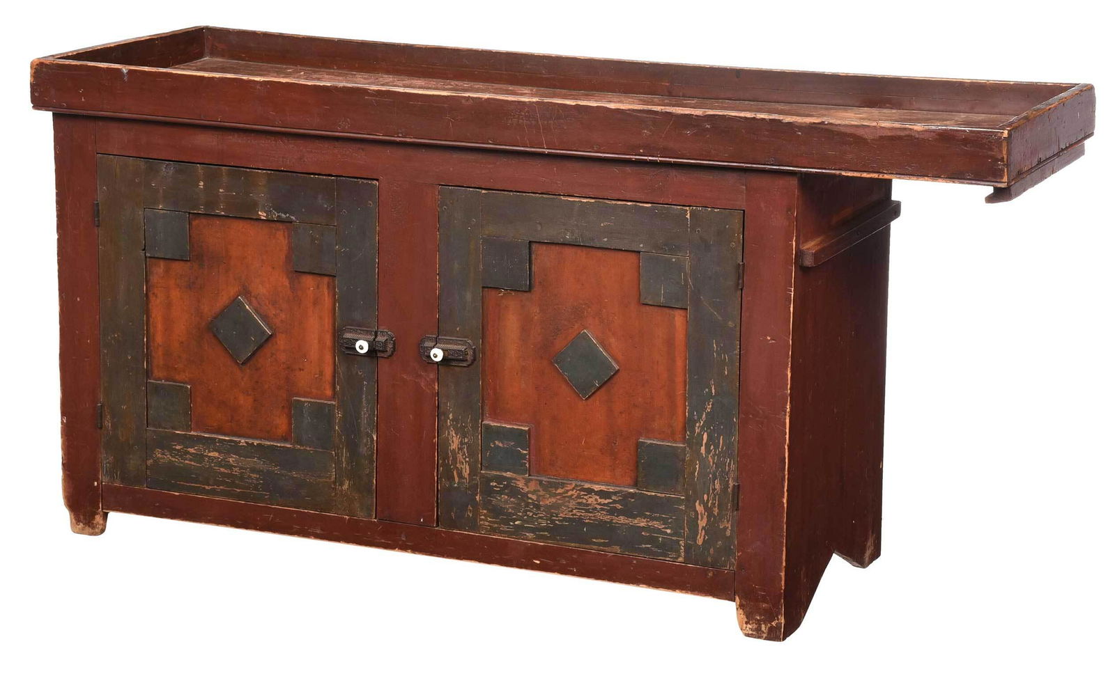 American Country Red and Blue Painted Dry Sink (1 of 5)