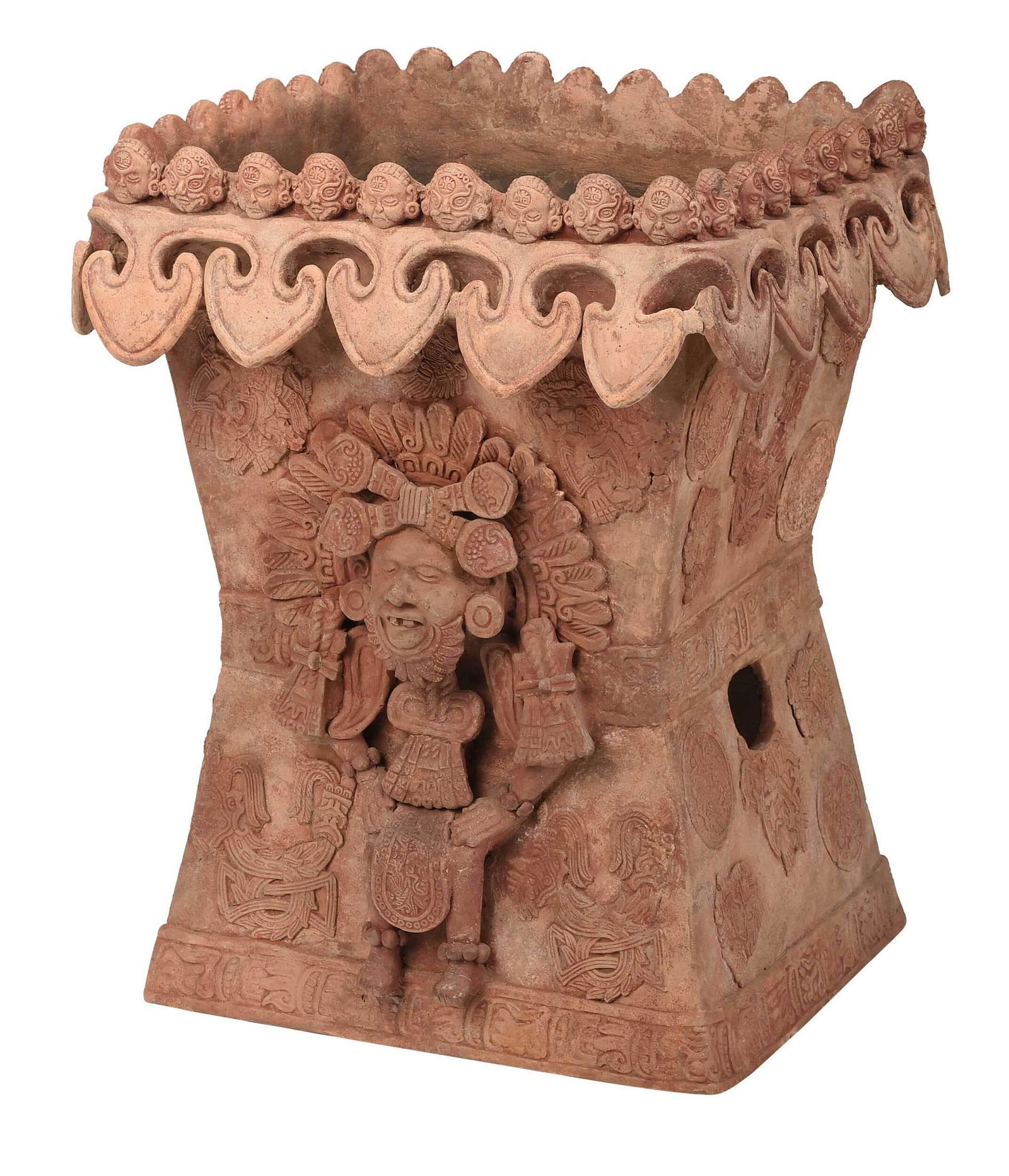 Aztec Style Molded Ceramic Figural Planter (1 of 4)