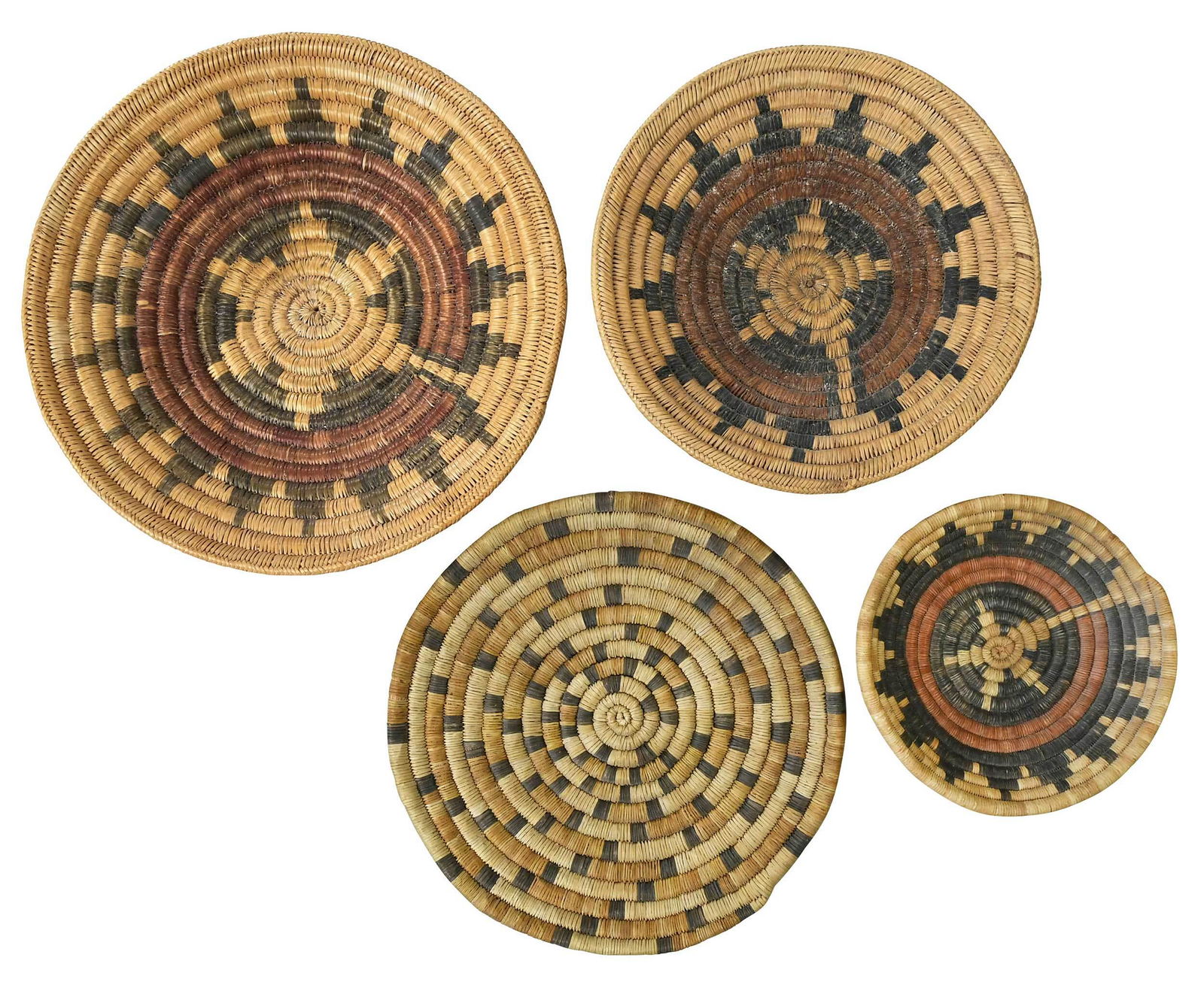 Four Southwestern Coiled Basket Trays (1 of 8)