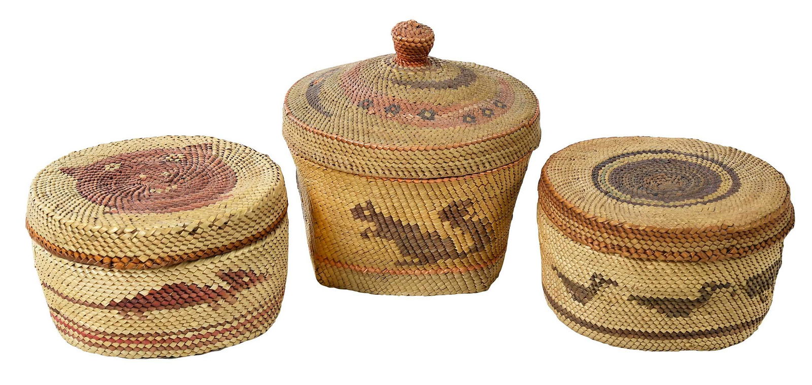 Three Lidded Pictorial Makah Baskets (1 of 10)