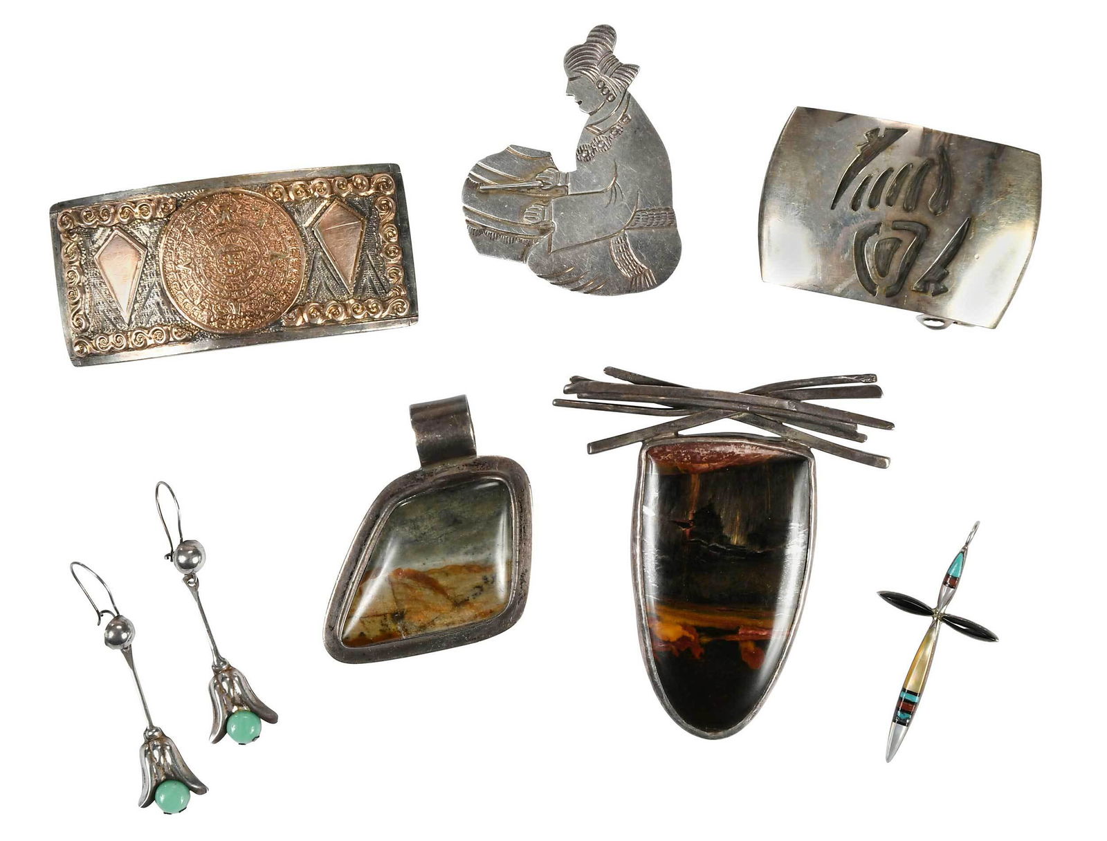 Seven Pieces Southwestern Silver Jewelry (1 of 18)