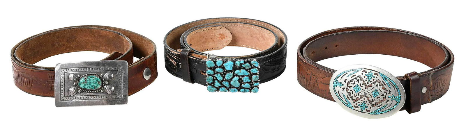 Three Southwestern Silver and Turquoise Belts (1 of 12)